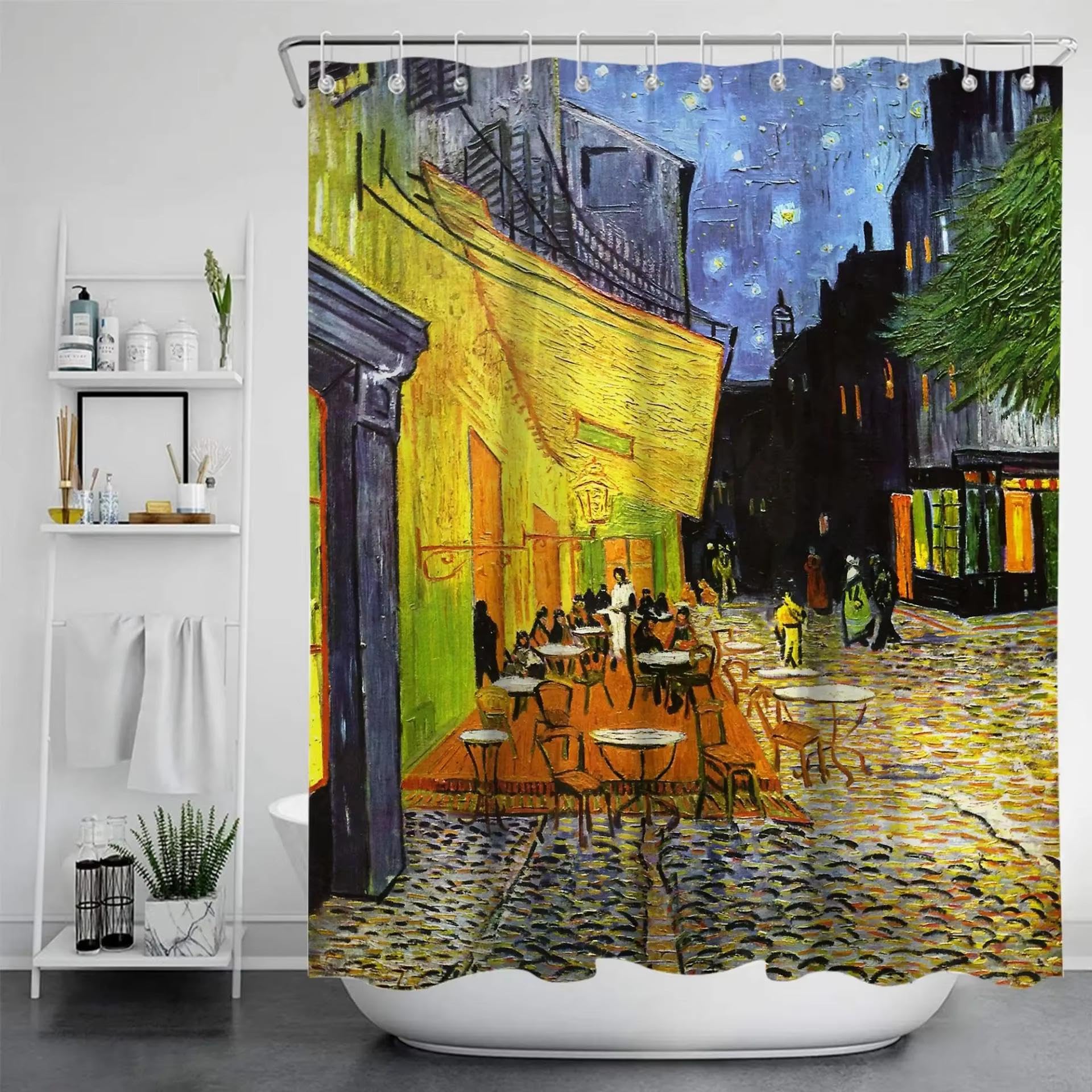 Eiwaxu Shower Curtains Van Gogh Painting Waterproof Shower Curtain Printed With Anti Rust Grommets Bathroom Curtain For Bathtub Shower Stall 240X200cm/Wxh