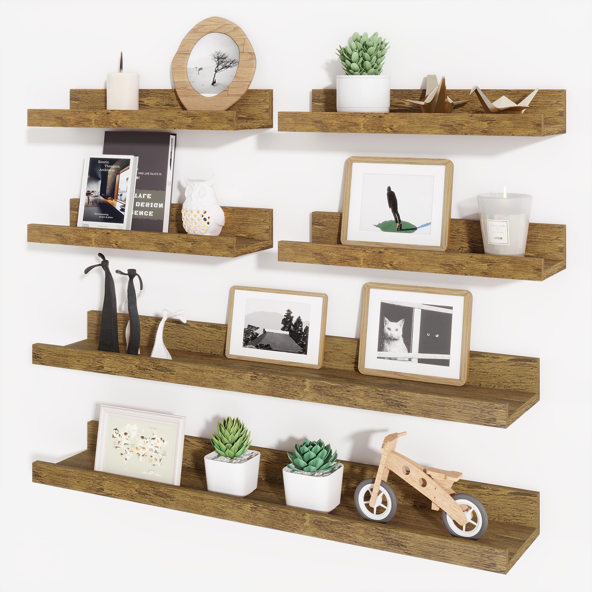 Axeman Picture Ledge Shelf, Floating Shelves for Wall Decor Set of 6, 24 inch Floating Wall Mounted Shelves, Shelves with Lip for Living Room, Bedroom