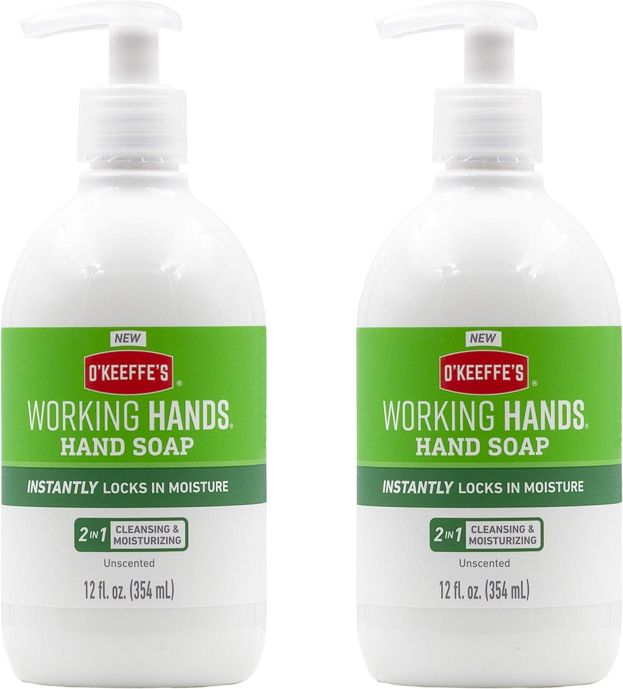 O'Keeffe's Working Hands Moisturizing Hand Soap; 12 oz Pump; Unscented; (Pack of 2)