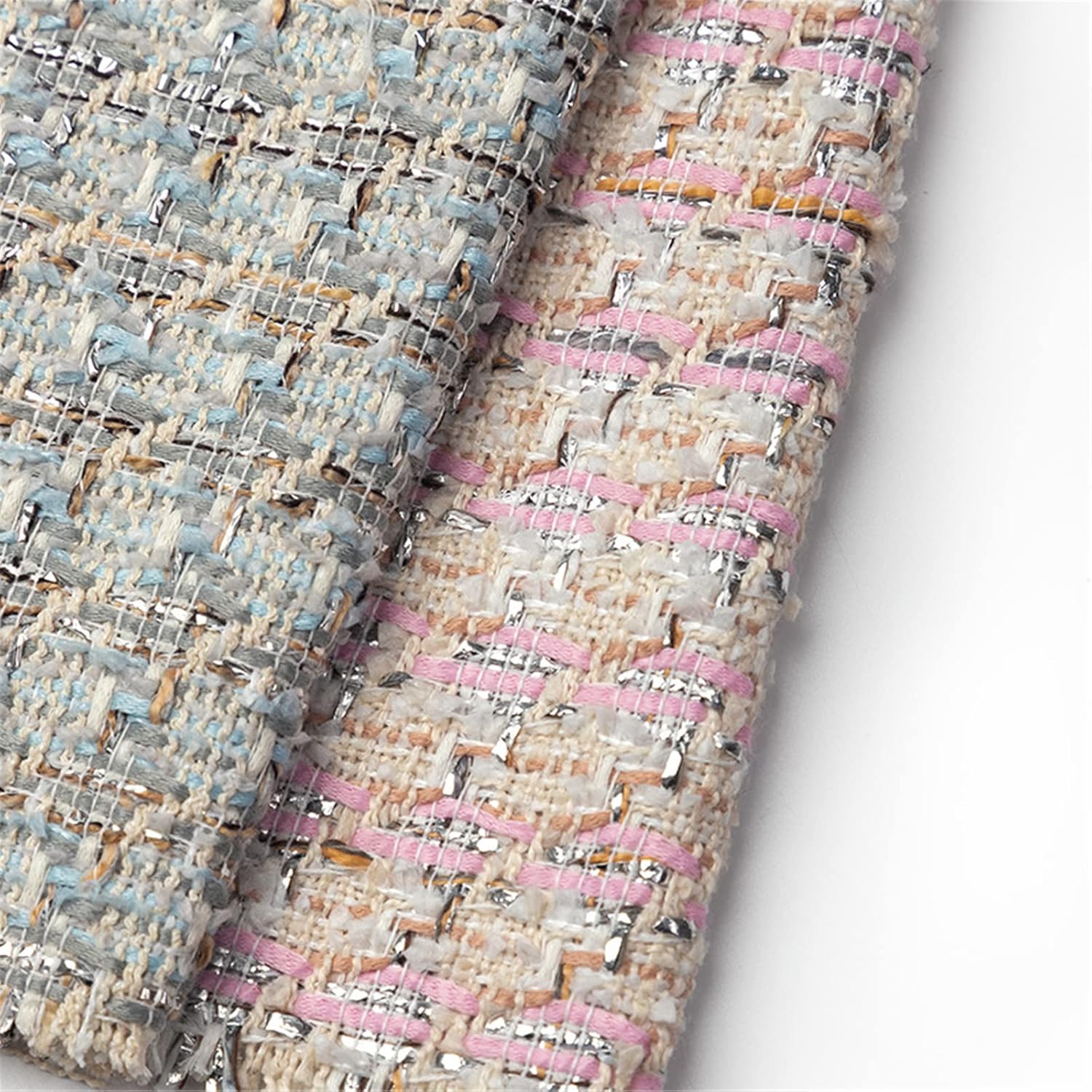 Soft Woolen Woven Tweed Fabric - Premium Metallic Blended Material (1 Yard) for Dresses, Coats, Suits, Skirts & Bags | Hand & Machine Craft Fabric (16640-2)