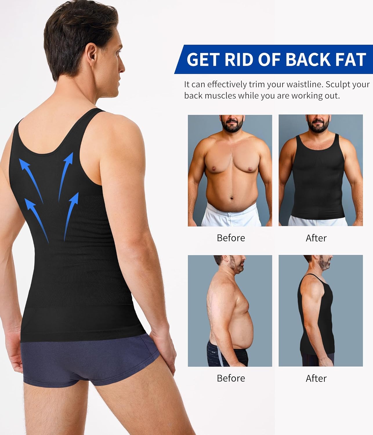 Compression Shirt Men Tank Top Undershirt Slimming Body Shapewear Tummy Control Gynecomastia Sleeveless - Image 4