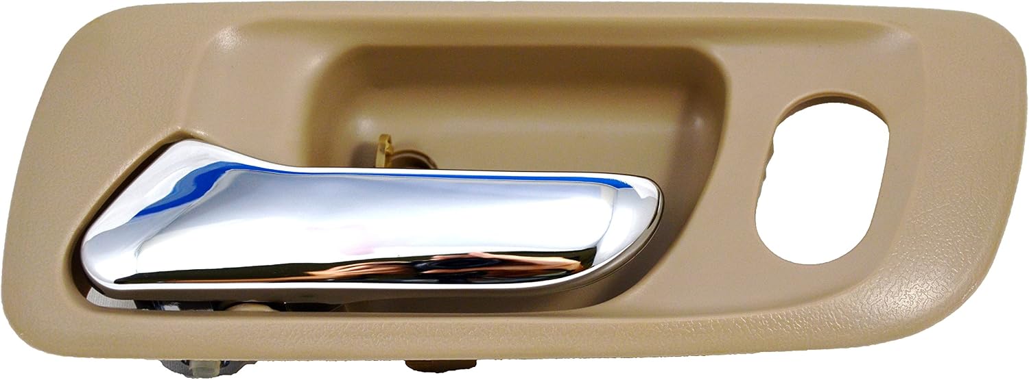 PT Auto Warehouse HO-2580ME-FL - Inside Interior Inner Door Handle, Beige/Tan Housing with Chrome Lever - 4-Door Sedan, Driver Side Front