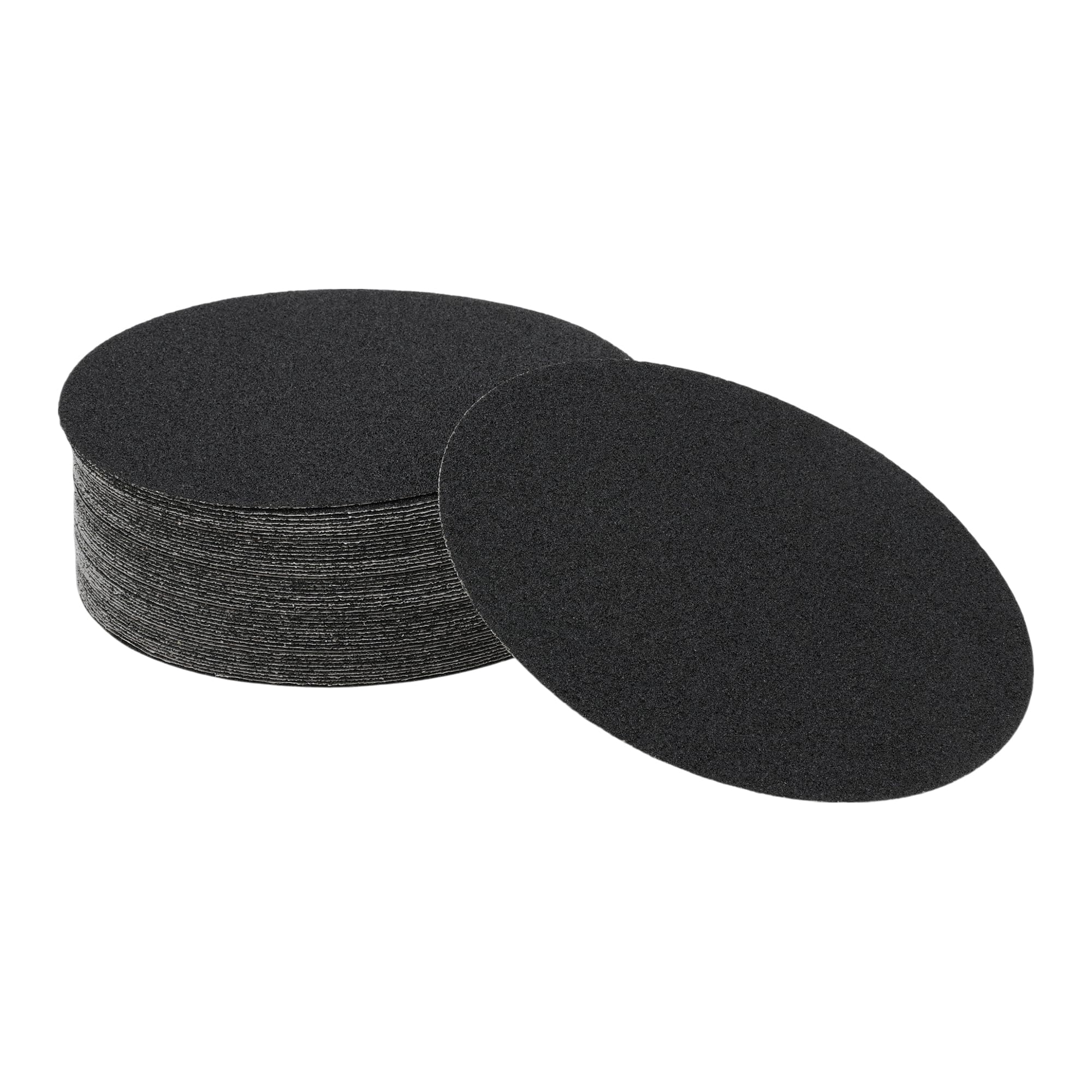Hihaha 50 Pcs Round Sandpaper 60 Grit Hook and Loop Sanding Sheets Universal for Automotive Refinishing 150x150mm Silicon Carbide Black