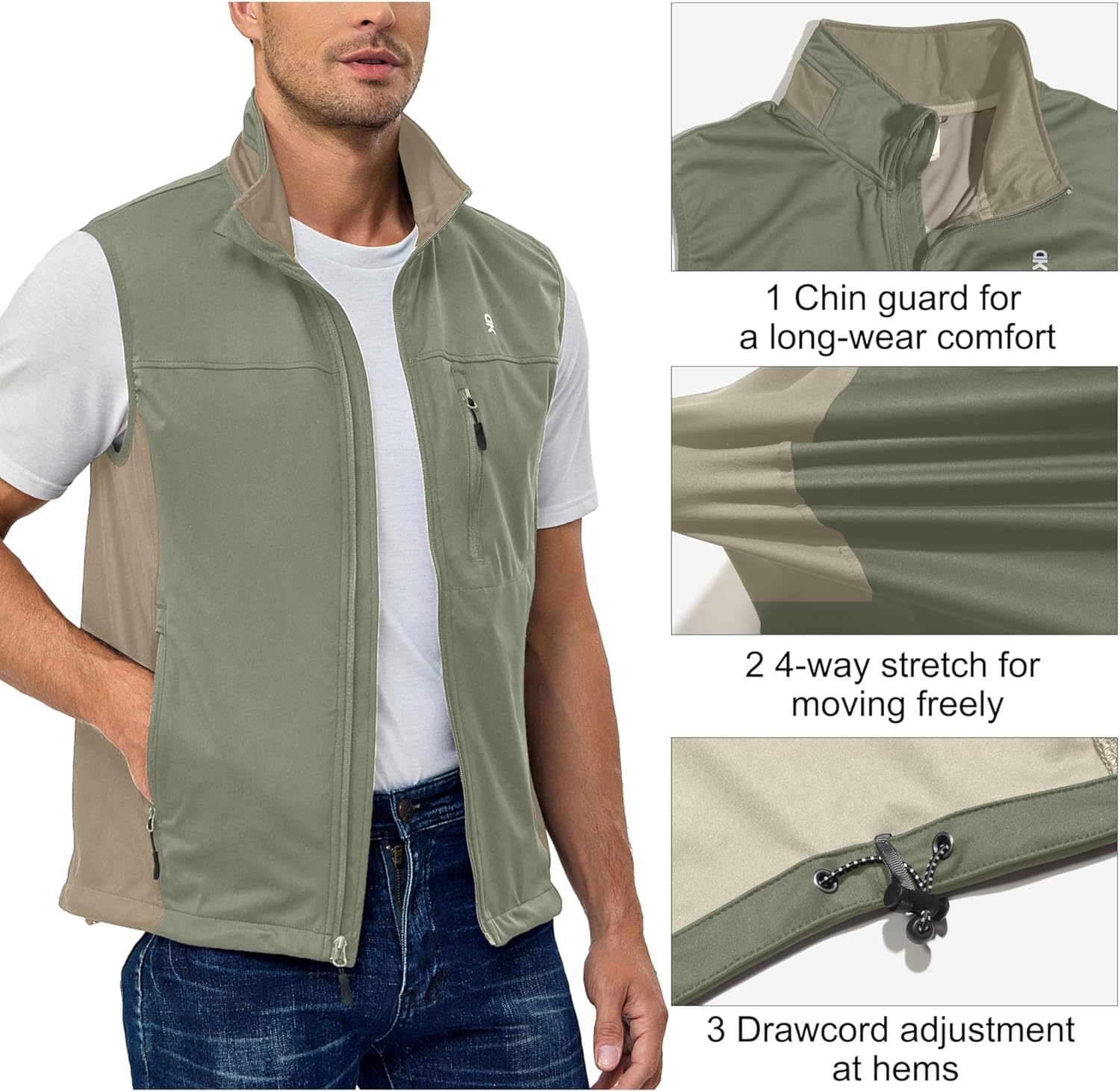 Little Donkey Andy Men's Lightweight Softshell Vest, Windproof Sleeveless Jacket for Running, Hiking, Cycling, Golf - Image 2