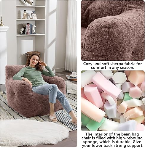 Miniatura 5 de Recaceik Puf - Sillones tipo puf de relleno suave y copetudo con relleno, sofá perezoso esponjoso, tumbona imperial gigante para dormitorio, sala de