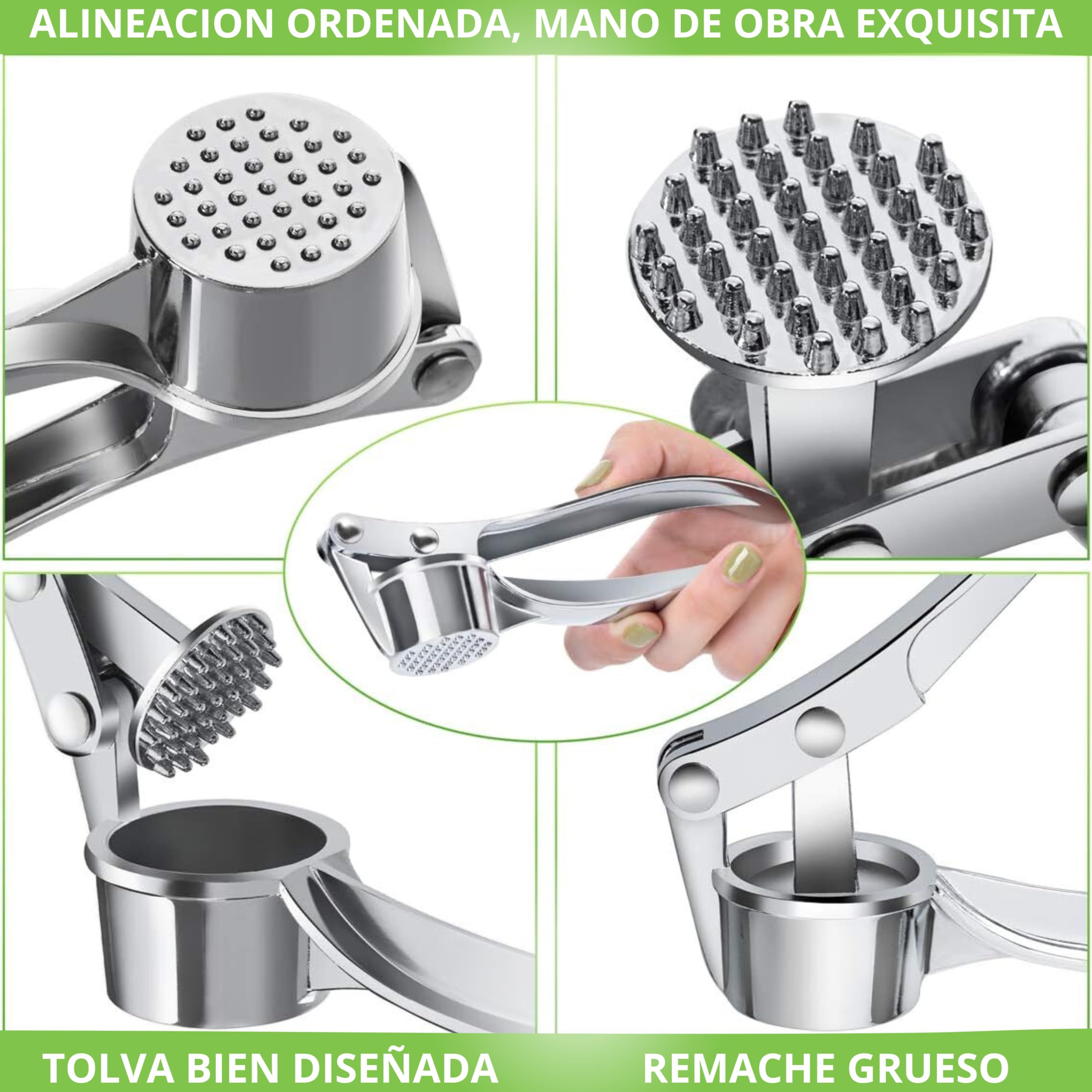 Prensa De Ajos De Acero Inoxidable | Multiusos Con Pelador Y Cascanueces | Fácil De Limpiar