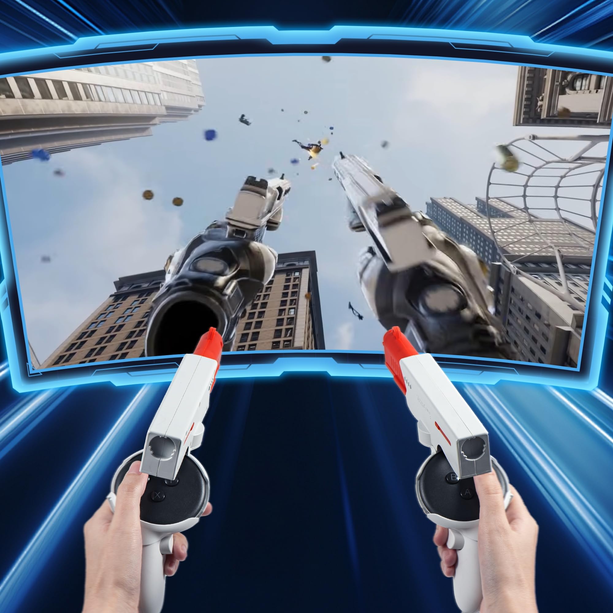Magnetyczny uchwyt kontrolera do uchwytów Quest 3 VR, szybkie odpinanie, stabilizator wspornika do gier dla zwiększonej dokładności i wciągających wrażeń w grach, biały