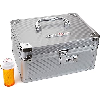 Amazon Com Eoere Combination Lock Medicine Cabinet With Separate Compartments Locking Prescription Pill Case Child Proof Plastic Storage Box Size 11 X 7 4 X 6 2 Inches Blue Home Kitchen