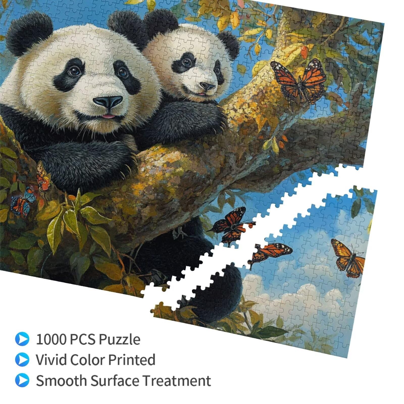 Puzzle ze zwierzętami, 1500 elementów, panda puzzle dla dorosłych, z pudełkiem na prezent, duże drewniane puzzle dla dorosłych, gra zręcznościowa dla całej rodziny, prezenty dla kobiet, dekoracja