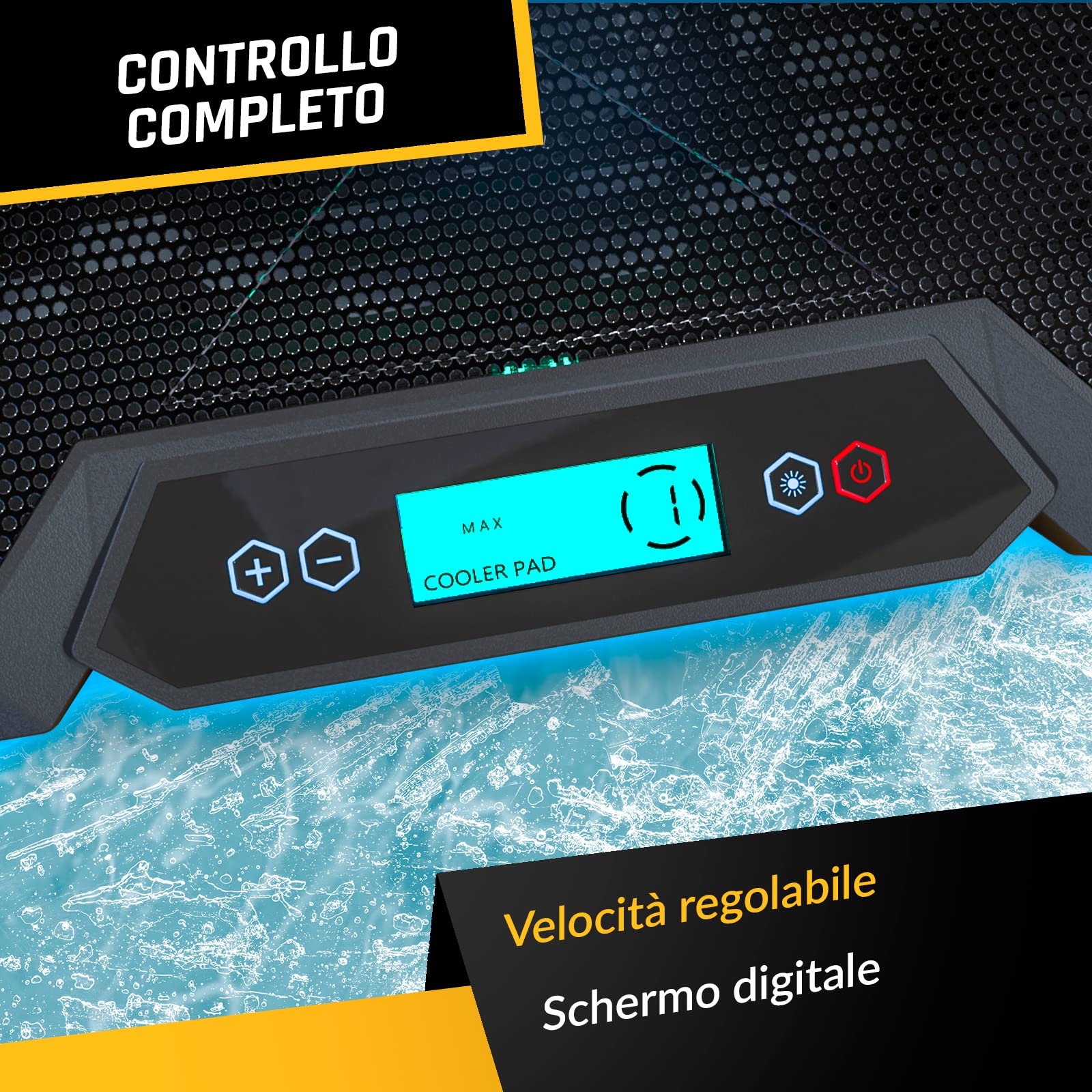 KLIM Glacier - Base di raffreddamento PC portatile con 6 ventole e luci RGB - 11" - 17" - Per Laptop da Gaming - Stabile e silenziosa - Alimentata USB - Ideale per PC, Mac, PS4 - NUOVA