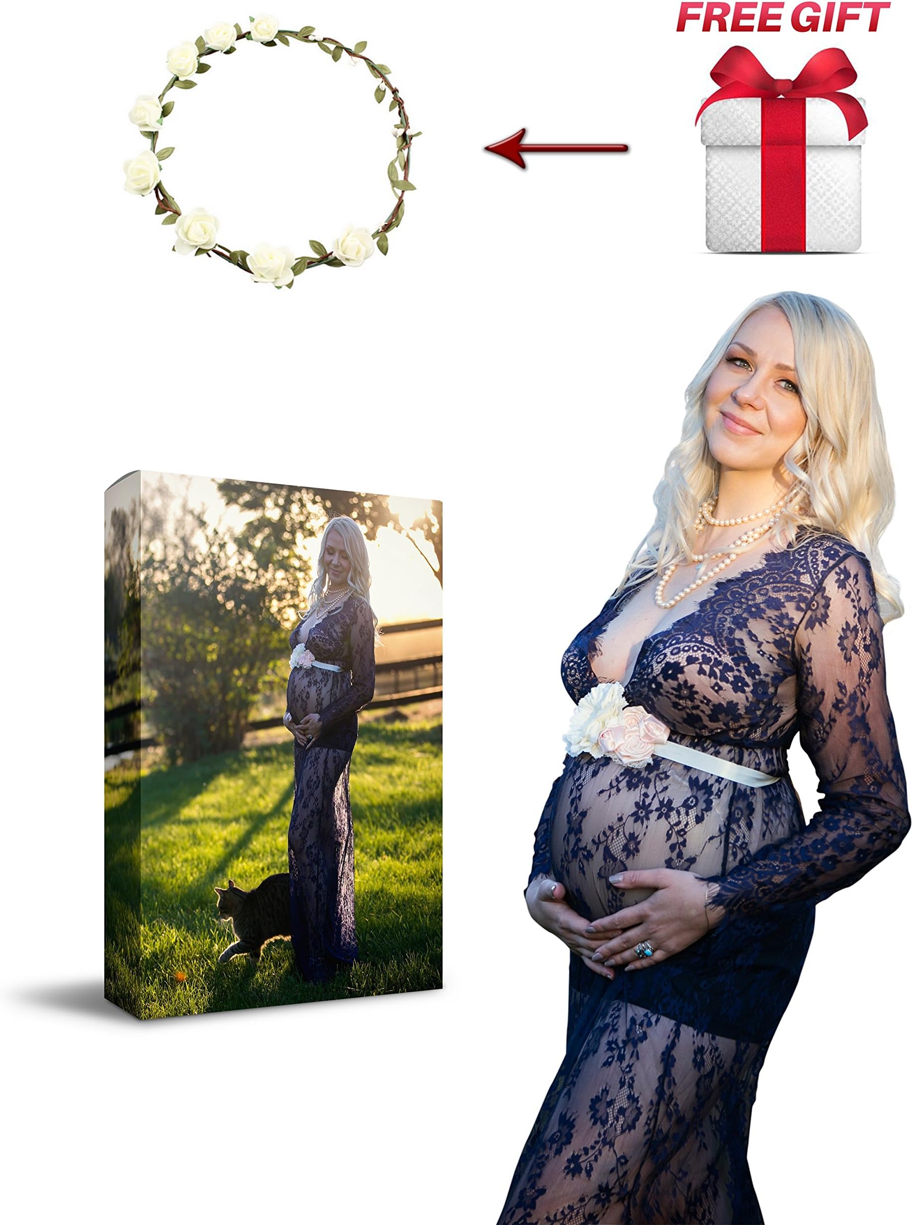 Stunning Maternity Photo Shoot See-Through Dress for Pregnancy Photography