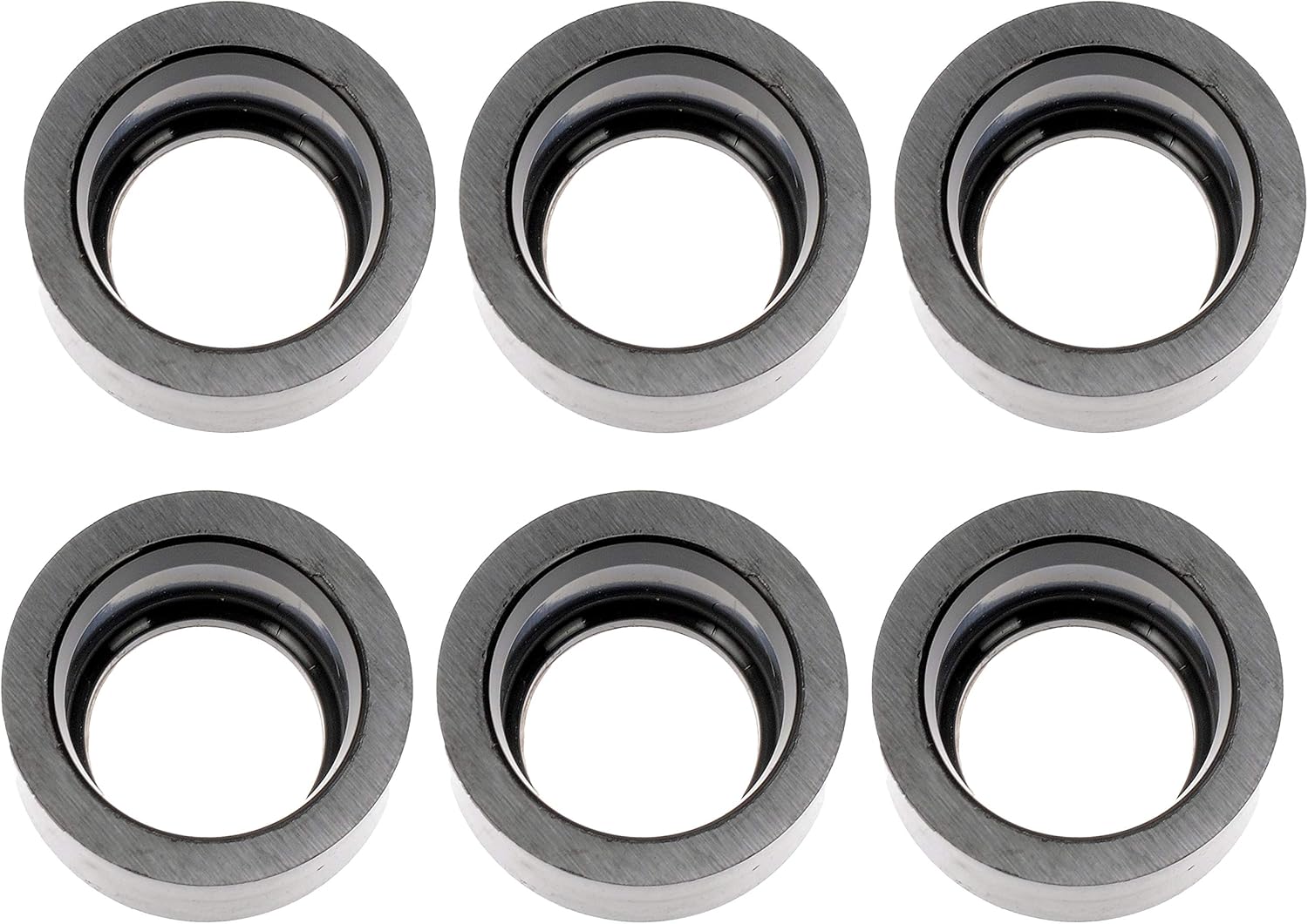 A dalt view of six Dorman 926-028 Fuel Injector Adapters