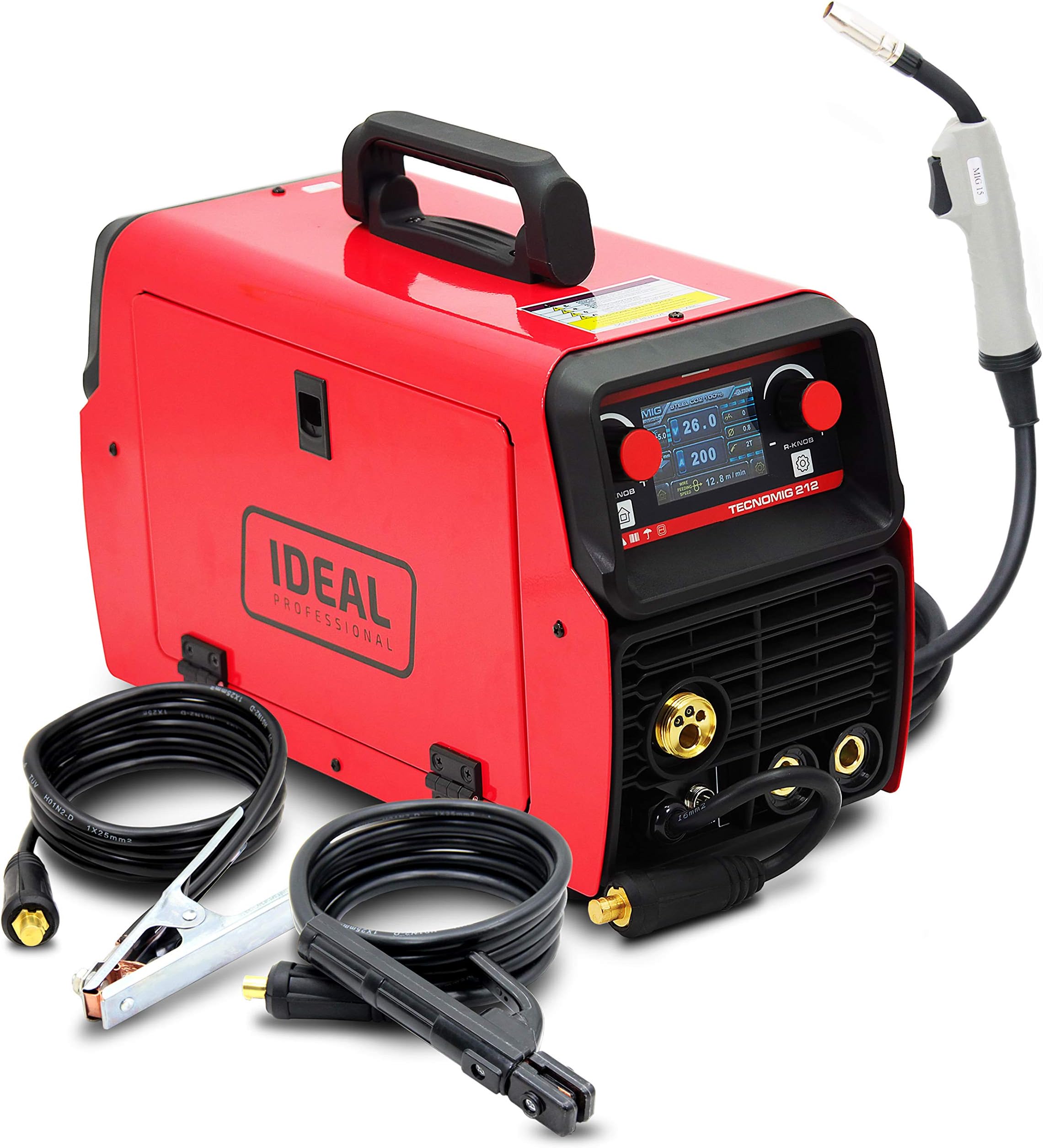 Ideal™ TecnoMIG 212 LCD MIG/MAG Synergy Inverter Welding Machine 200A TIG 3-in-1 Flux Welding Machine
