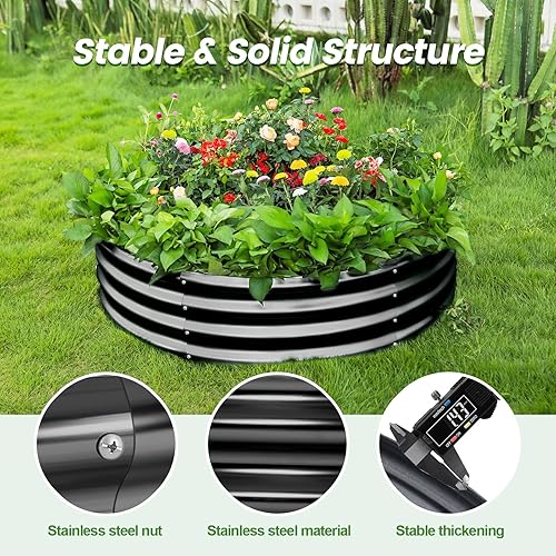 Miniatura 30 de Land Guard Kit de cama de jardín elevada galvanizada, maceta redonda grande galvanizada de metal galvanizado, cajas de jardín elevadas al aire libre