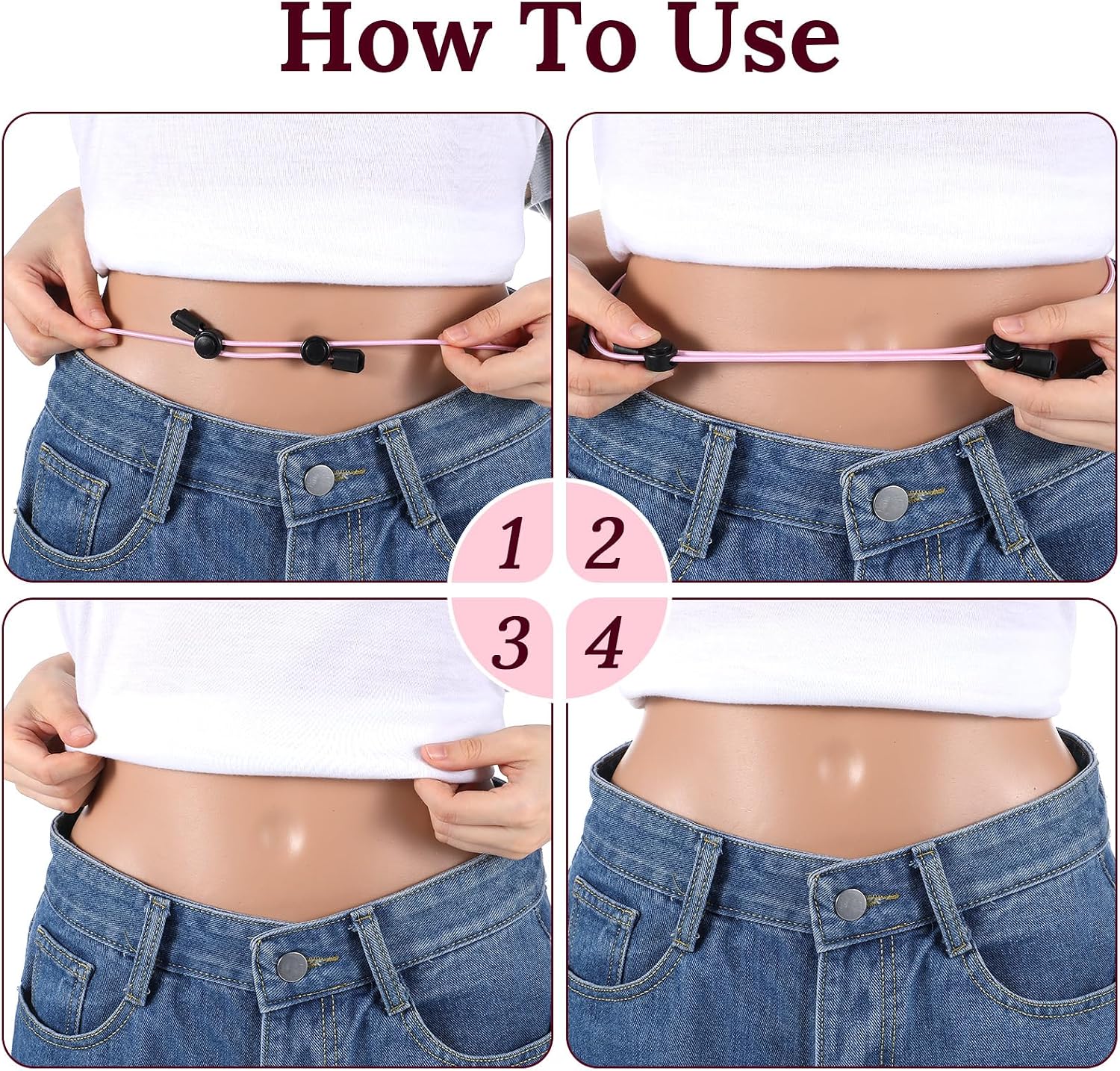 Ouligay 4 Pcs Crop Band Women, Adjustable Shirt Tuck Band Women, Tucking Sweaters Shirts Elastic Stretch Belts Tool for Girl Change Style of Clothes(Black White Gray Pink)