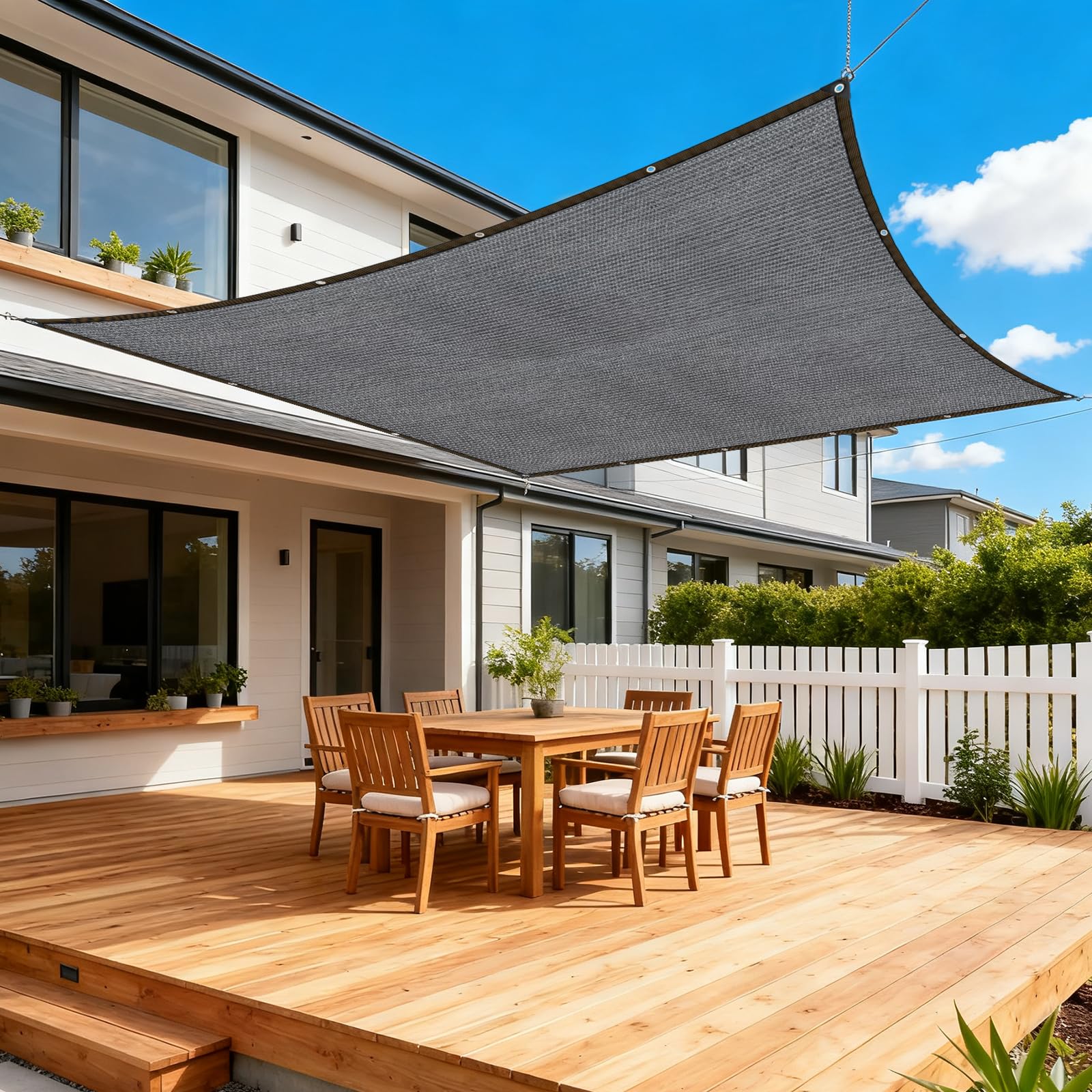 Voile d'ombrage de jardin - Avec œillets - Protection solaire - 4 x 5 m - Filet d'ombrage pour balcon, serre, plantes, terrasse, poulailler, piscine - Brise-vue - Coupe-vent - Perméable à l'eau