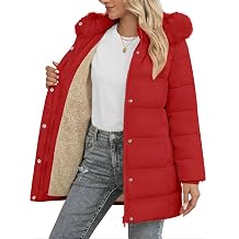 Women's Long Winter Puffer Coat Fleece Lined Hooded Parka Coat