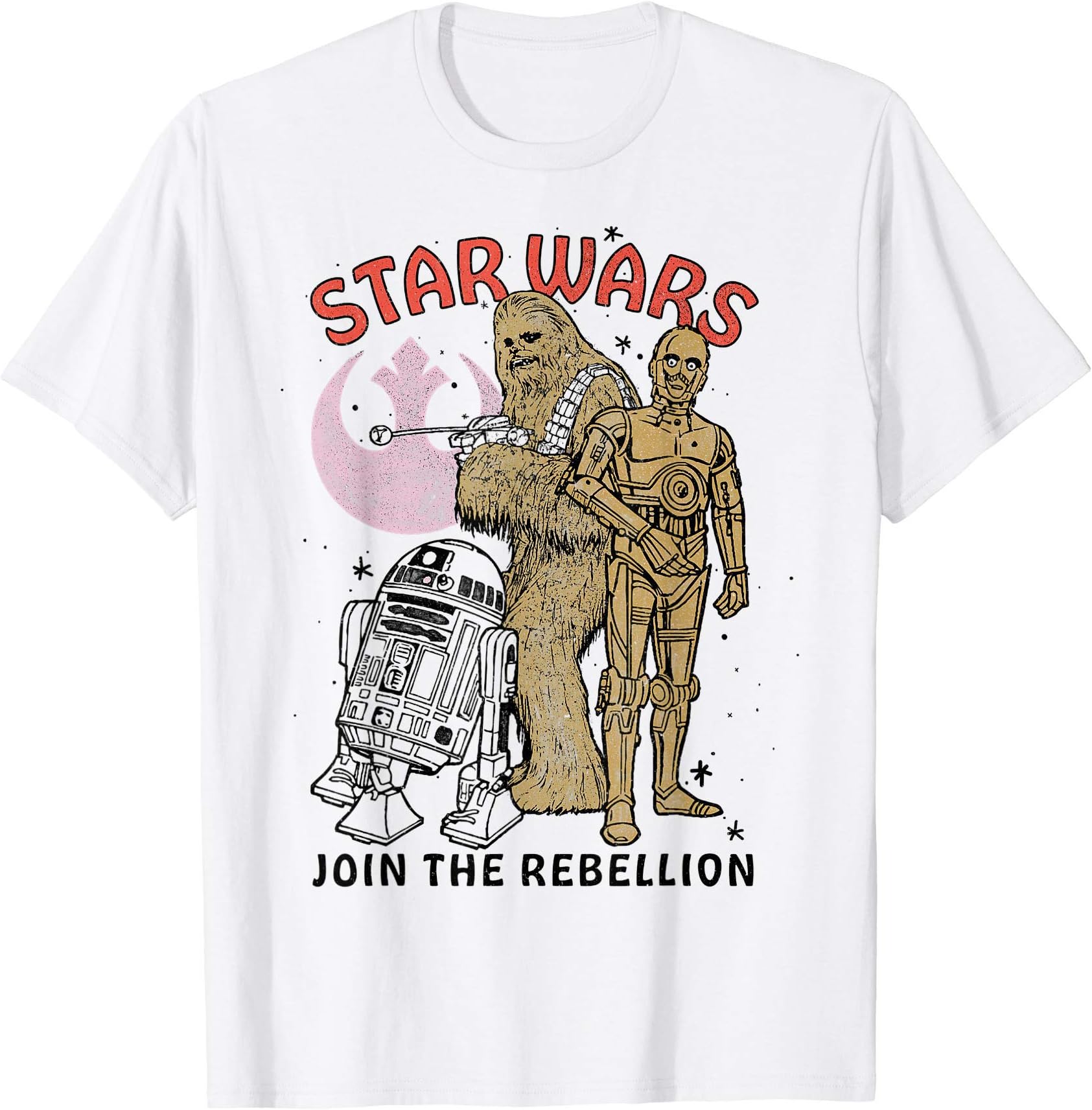 STAR WARSChewbacca R2-D2 C-3PO Join The Rebellion T-ShirtOEKO-TEX STANDARD 100
