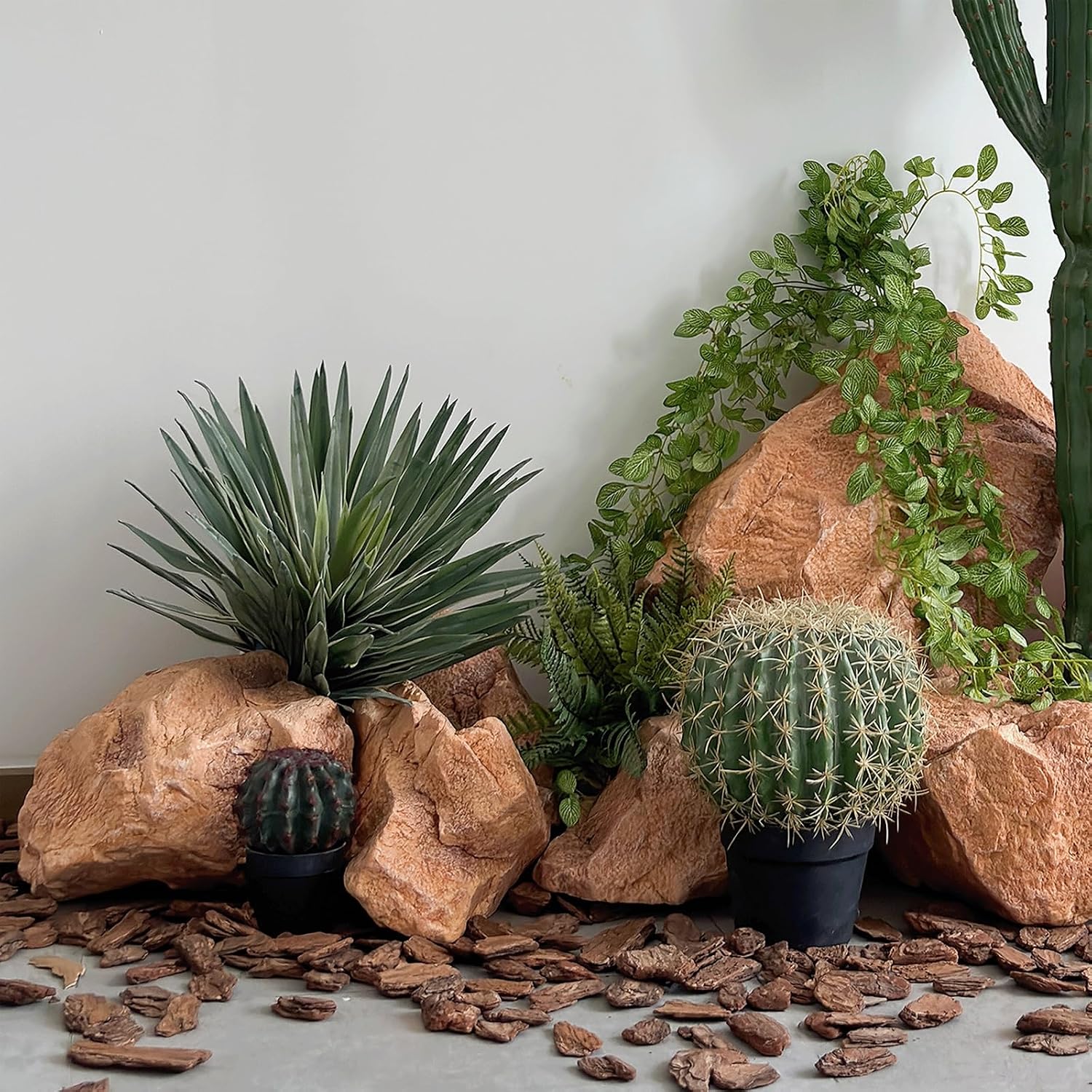 Outdoor Fake Rocks, Non-Hollow PU Foam Landscaping Rocks, Solid Faux Rock Boulder for Yard Décor and Indoor Landscape Staging(Huangshan Stone,F)