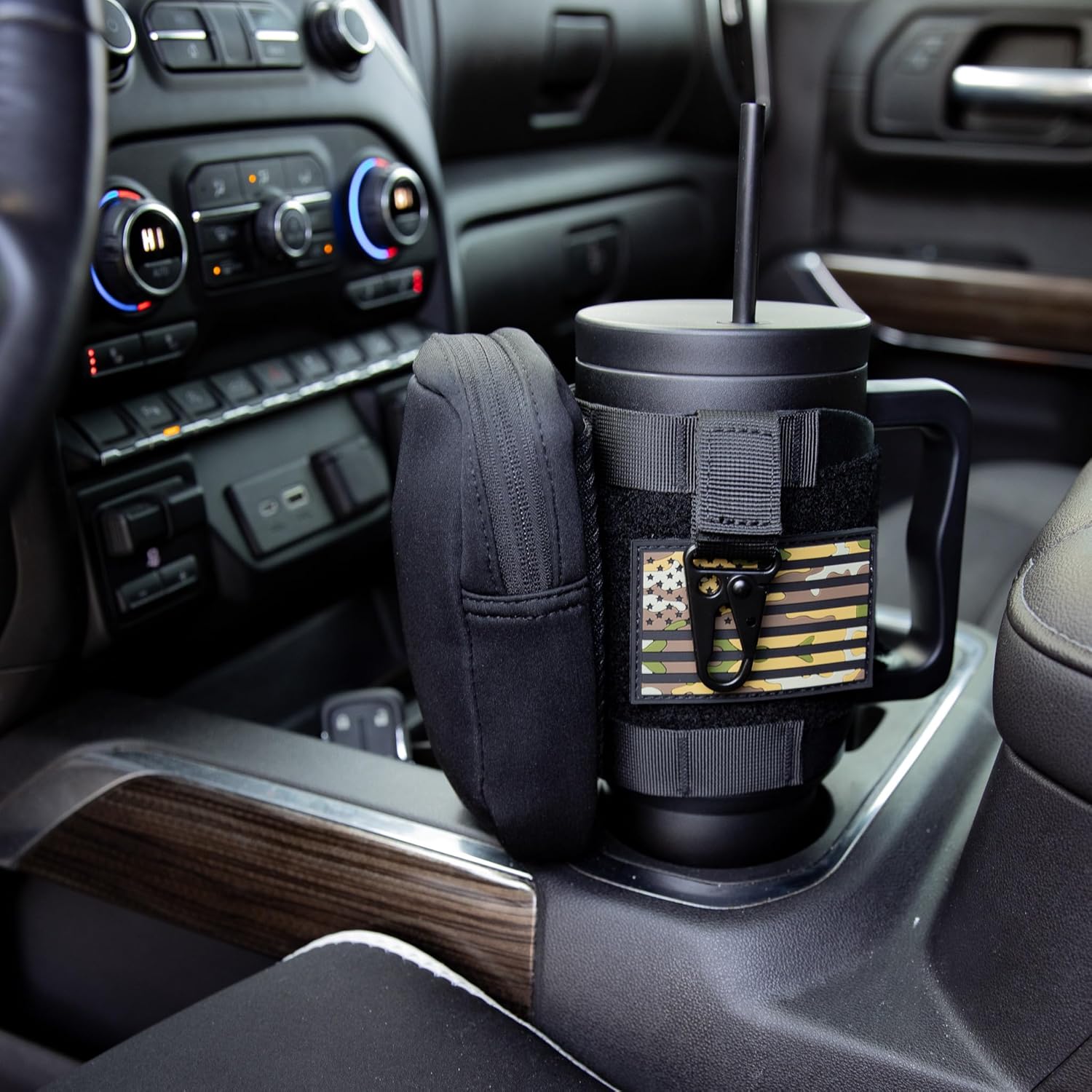 Iron Infidel Tactical Tumbler with Straw Lid - 40oz Insulated Tumbler for Men & Women that Fits Car Cup Holder with Rugged Sleeve to Store Keys, Wallet & Phone - Stealth Black - Image 5