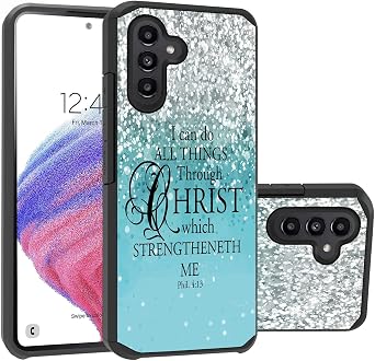 for Samsung Galaxy A54 Case, Hybrid Hard PC & Soft Silicone Dual Layer Shockproof Protective Case for Samsung Galaxy A54 5G 6.4 Inch - Quotes Bible Verse Phil 413