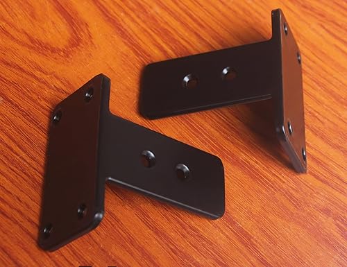 Vista 231 de Paquete de 16 soportes de estante en L ocultos negros de 6 pulgadas (1/5 pulgadas de grosor) soportes flotantes de hierro para estantes industriales