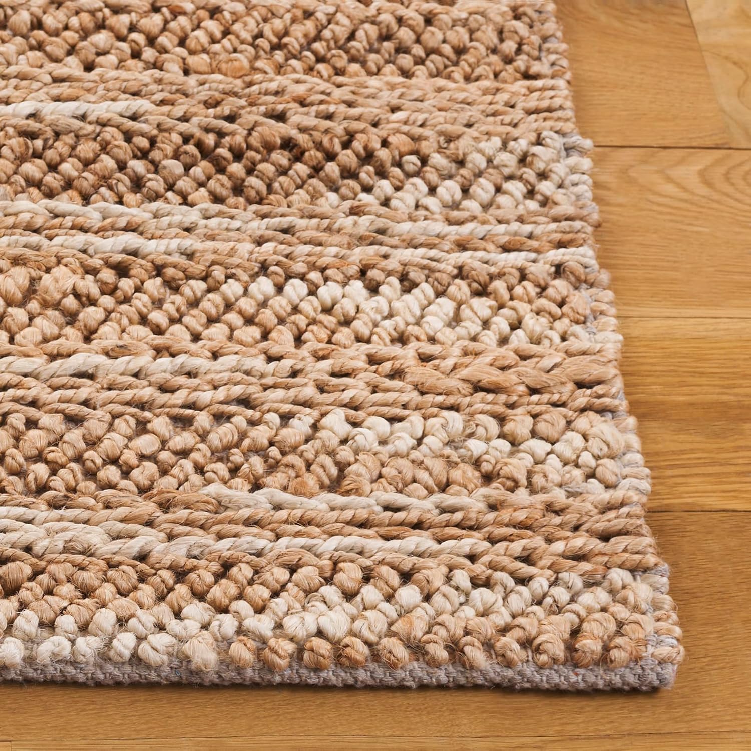 SAFAVIEH Area Rug 8x10 - Natural Fiber Couture - Large - Natural, Handmade Jute & Cotton, Ideal for Living Room, Bedroom, Dining Space (NFC101B)