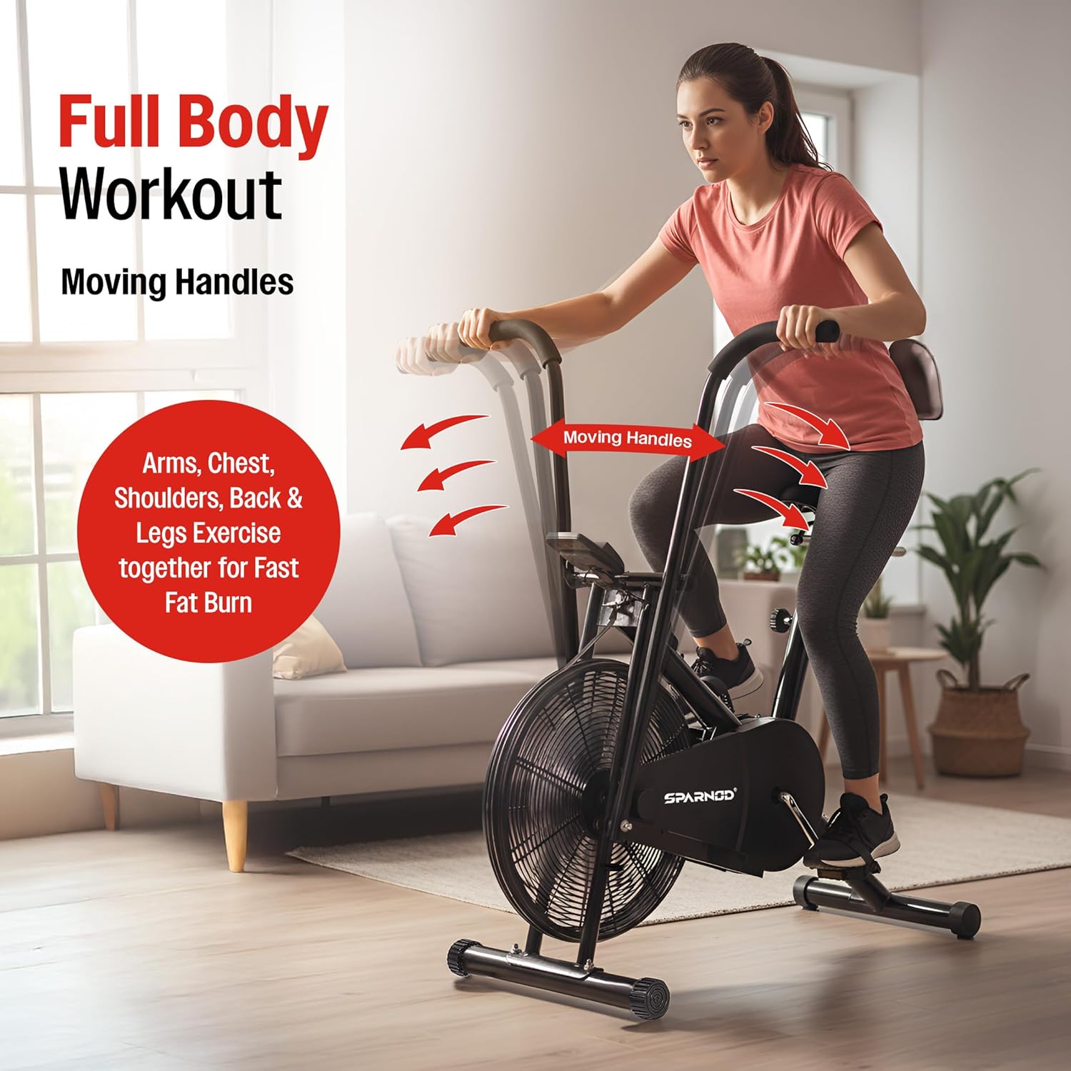 Sparnod Fitness Sab-05 Air Bike Exercise Cycle For Home Gym ...