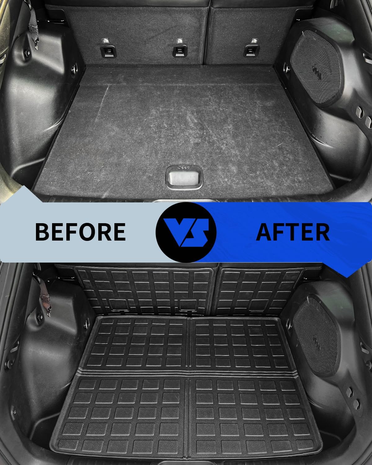 Rongtaod Floor Mats Compatible with 2019-2023 Jeep Cherokee Cargo Mat Trunk Mat Cargo Liner Back Seat Cover Protector 2022 Jeep Cherokee Accessories (Trunk Mat+Backrest Mats+Floor Mats)