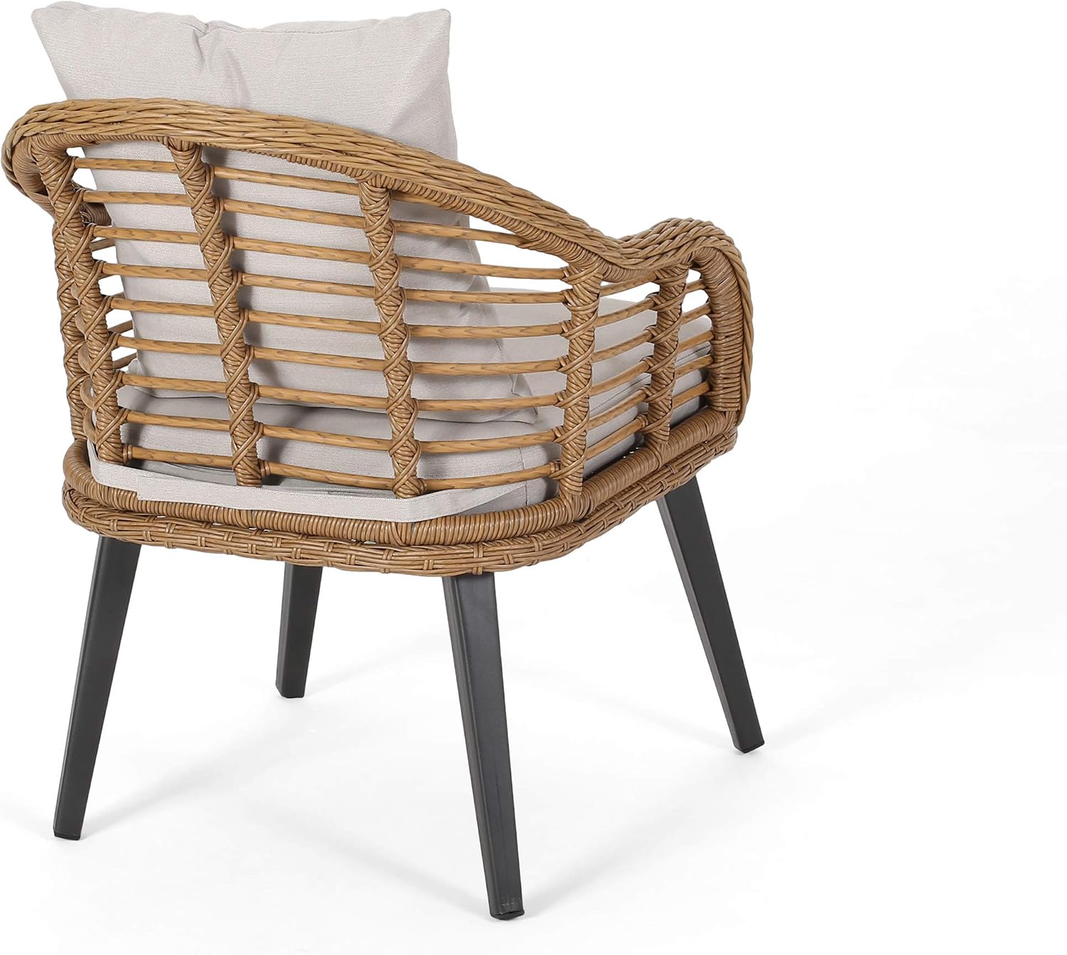 Great Deal Furniture Becky Indoor Wicker Club Chairs with Cushions (Set of 2), Light Brown and Beige