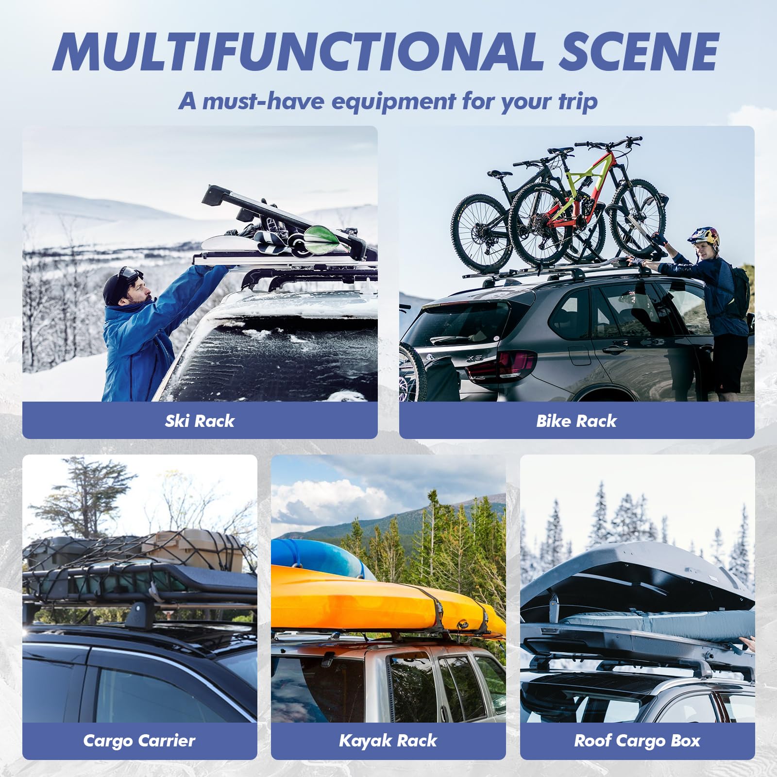 300LBS Lockable Roof Rack Cross Bars Compatible with 4Runner 2025 2026, Anti-Theft Design Heavy Duty Matte Aluminum Roof Rail Crossbars with Raised Side Rails, Rooftop Cargo Carrier Luggage — view 9