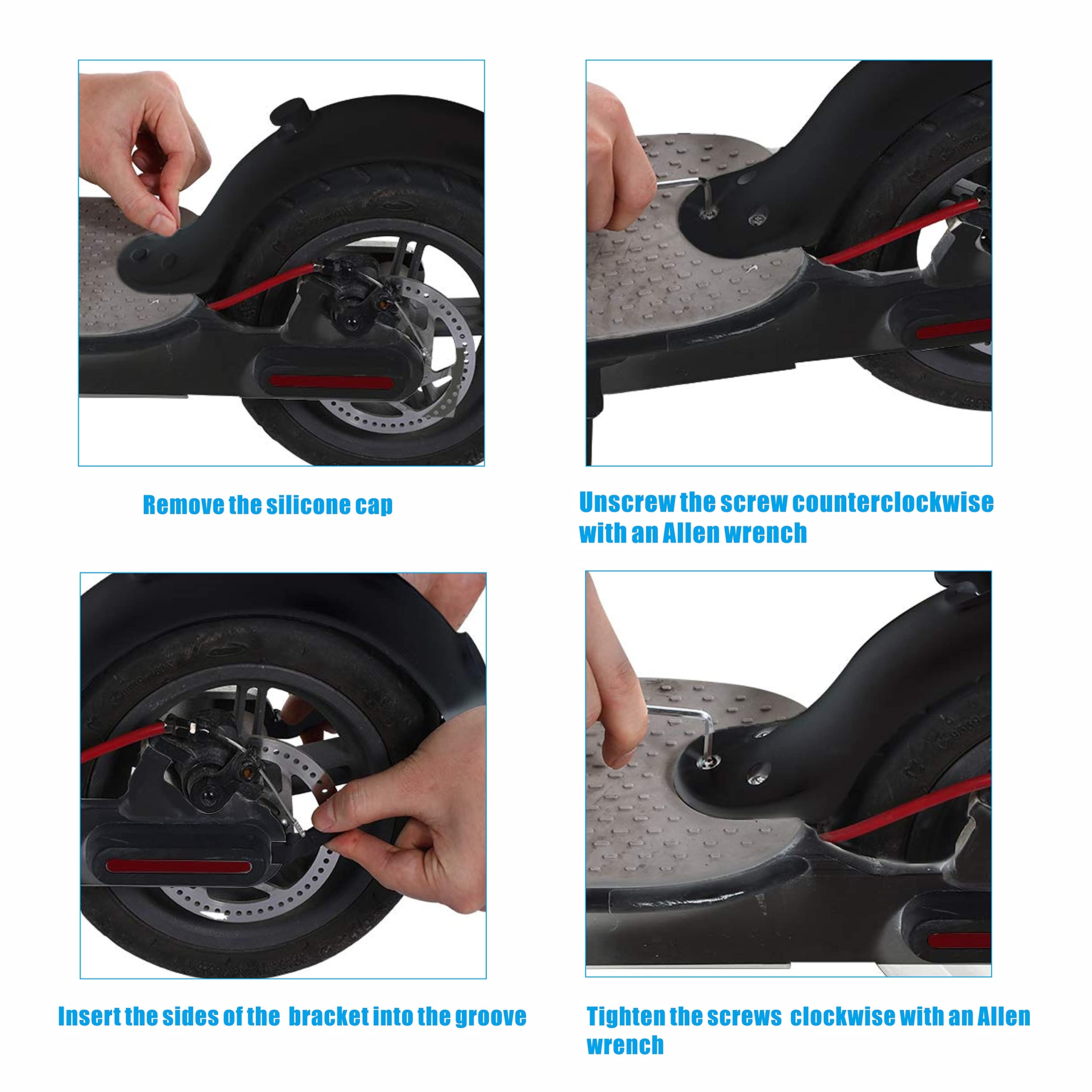 Błotnik ochronny do hulajnogi + światło tylne, kompatybilne z Xiaomi 1S M365 Pro Scooter - czarny