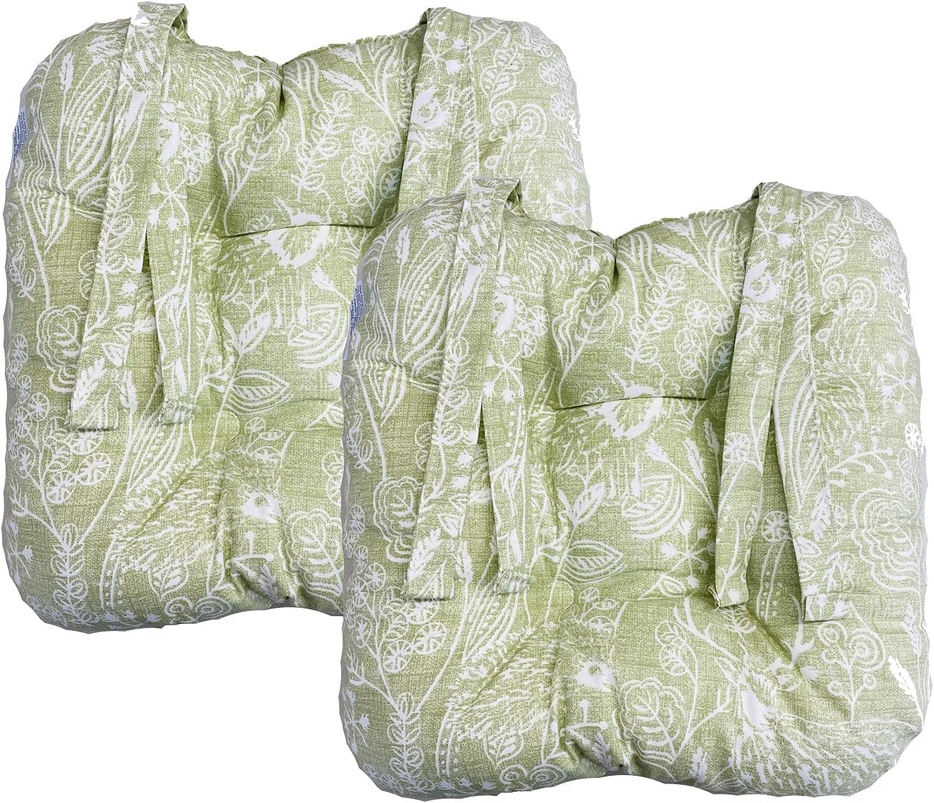 Maple Textiles Set of Two Sage Green Kitchen Dining Garden Chair Seat