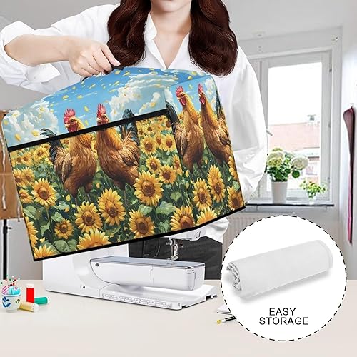 Miniatura 202 de Funda para máquina de coser de mariposas y flores con prácticos bolsillos, funda protectora con asa, para la mayoría de máquinas de coser estándar