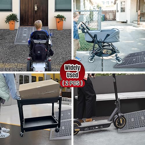 Miniatura 6 de ROBLOCK Rampas desmontables de elevación de 3 pulgadas para sillas de ruedas para entrada de escalones en el hogar, rampas modulares portátiles para