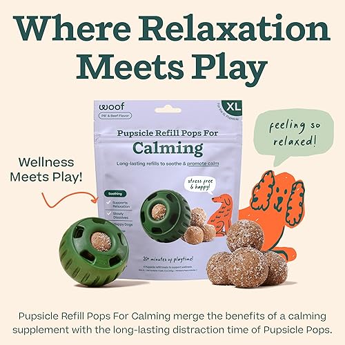 Miniatura 5 de Woof Calming Vitamin Pops - Golosinas calmantes para perros - Recambios duraderos para el juguete de marioneta para promover la calma - Magnesio