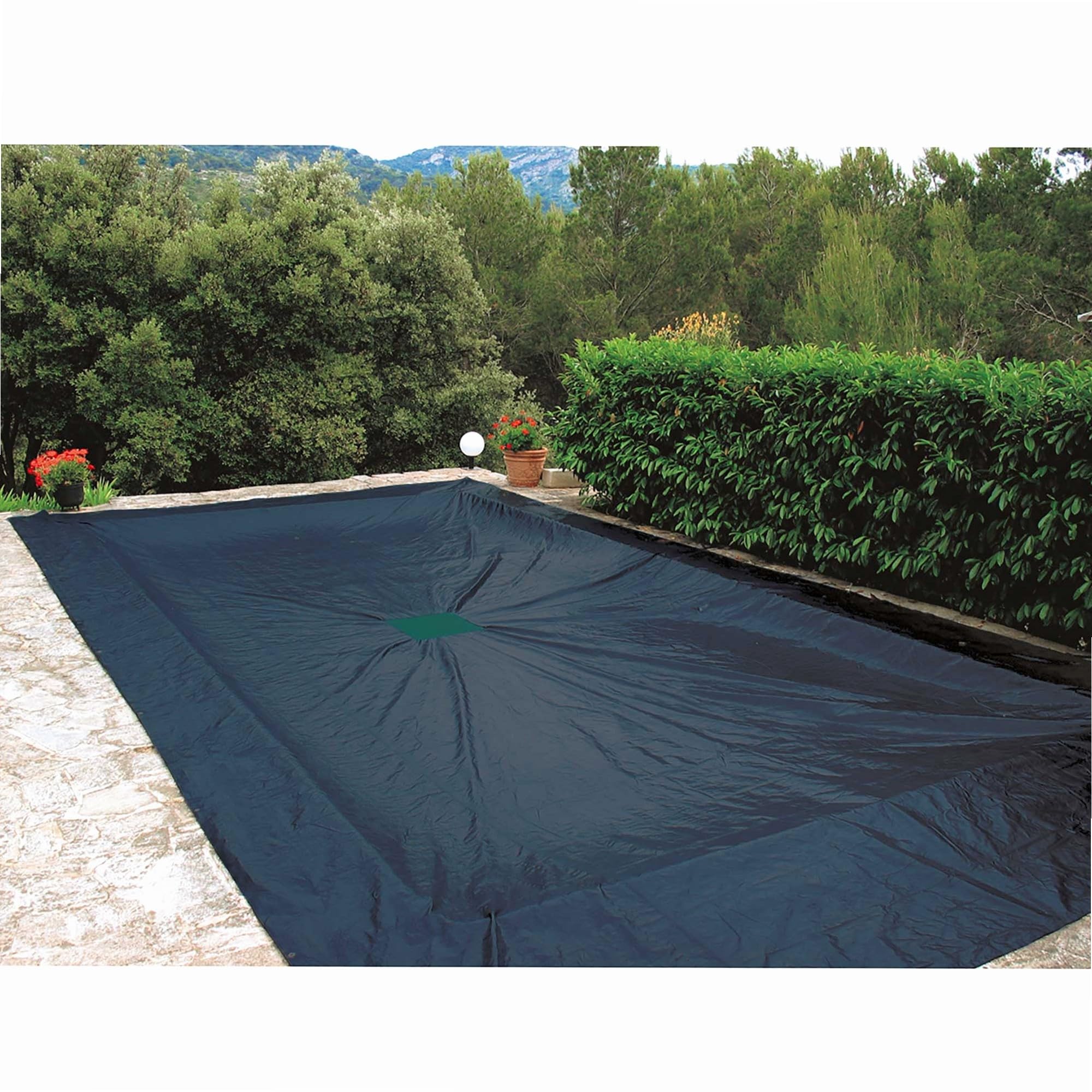 WERKA PRO Bâche Piscine Rectangulaire - Polyéthylène Tressé Traitement Anti-UV 3% - Filet Évacuation Eau Pluie - Œillets Alum