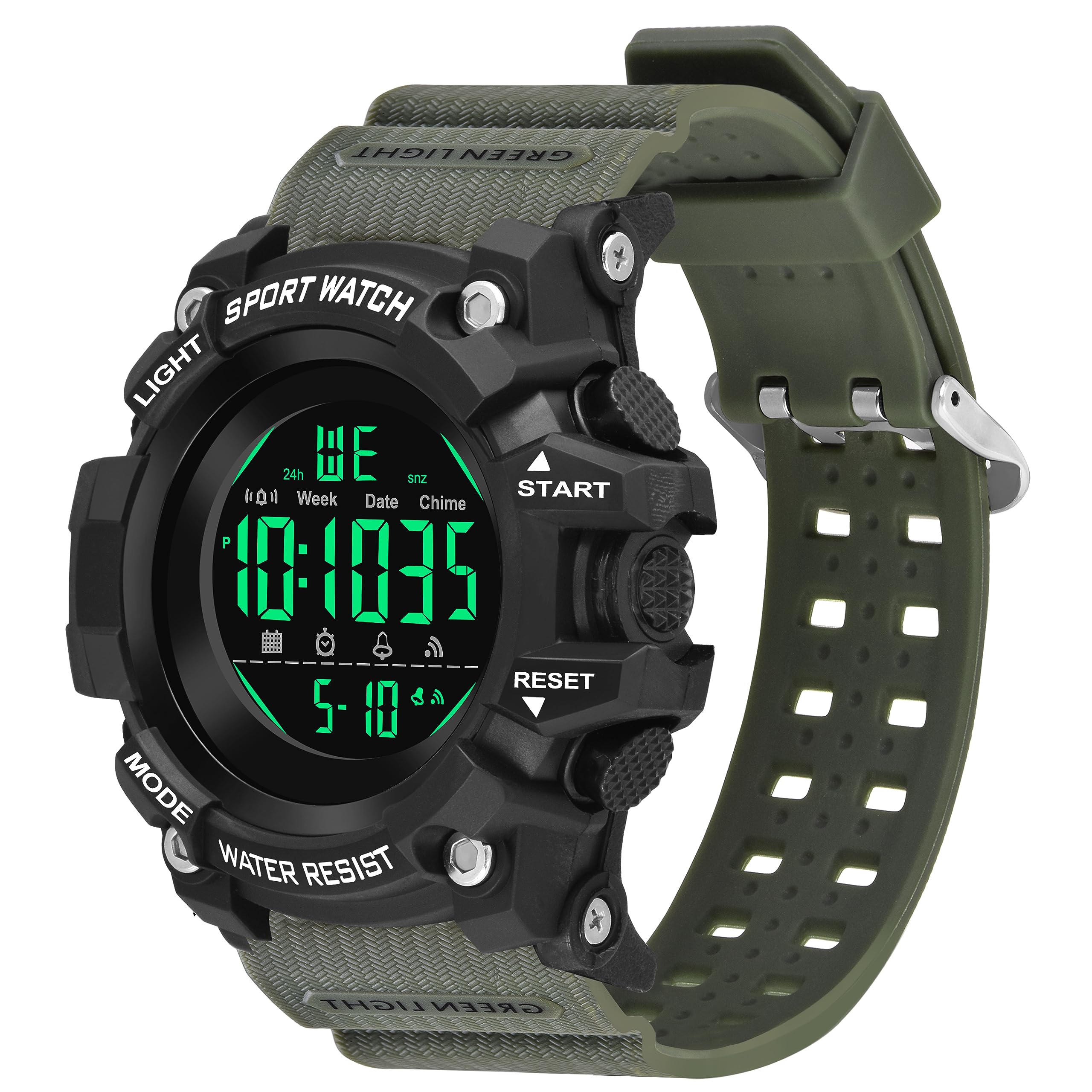 Shocknshop Rubber Latest Digital Sports Multifunctional Led Black Dial Wrist Watch For Men -Sk02, Green Band (B0CGJ7LJXW) Amazon Price History, Amazon Price Tracker