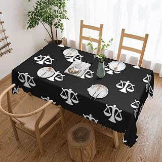 YvoneDBrownn Lawyer Scales of Justice Symbol Square Oil-Proof Tablecloth 54x72in - Elegant Floral Design for Wedding, Party, Home Decor