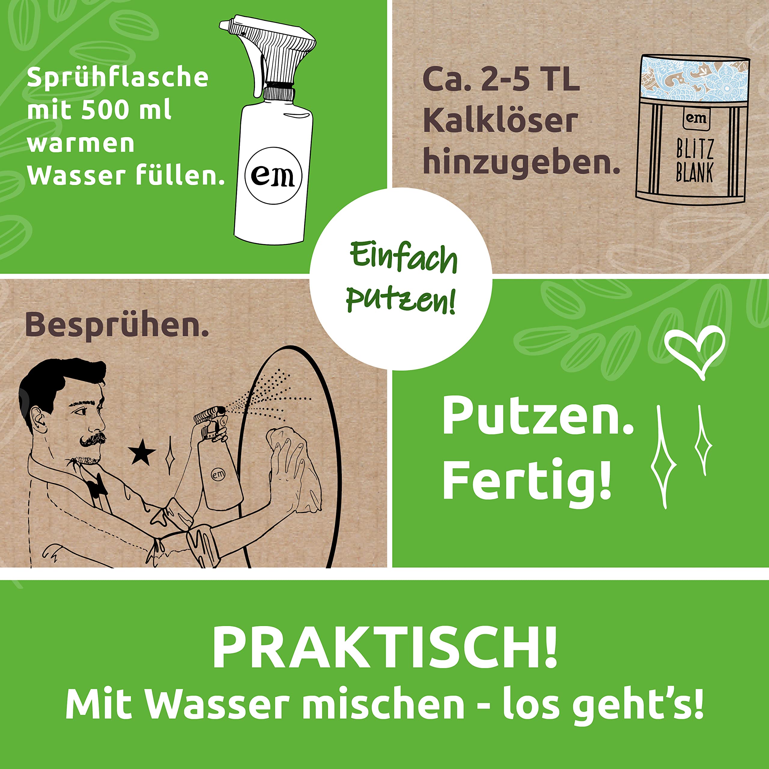 Fischer's EM-Chiemgau® Blitzblank Kalklöser – Natürlicher Entkalker für Küche & Bad – Granulat mit Fruchtsäuren – Entfernt Kalkablagerungen umweltfreundlich – ECOCERT zertifiziert – 3,5kg