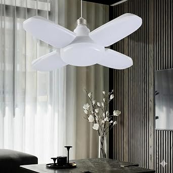 30 Watt 4 Kollu Pervane Led Ampul, Katlanabilir Fan Tipi Tavan Lambas , 6500K Beyaz I k, 3250 L men, E27 Duy Uyumlu, Enerji Tasarruflu At lye ve Oda Ayd nlatmas  [Enerji S n f  F]