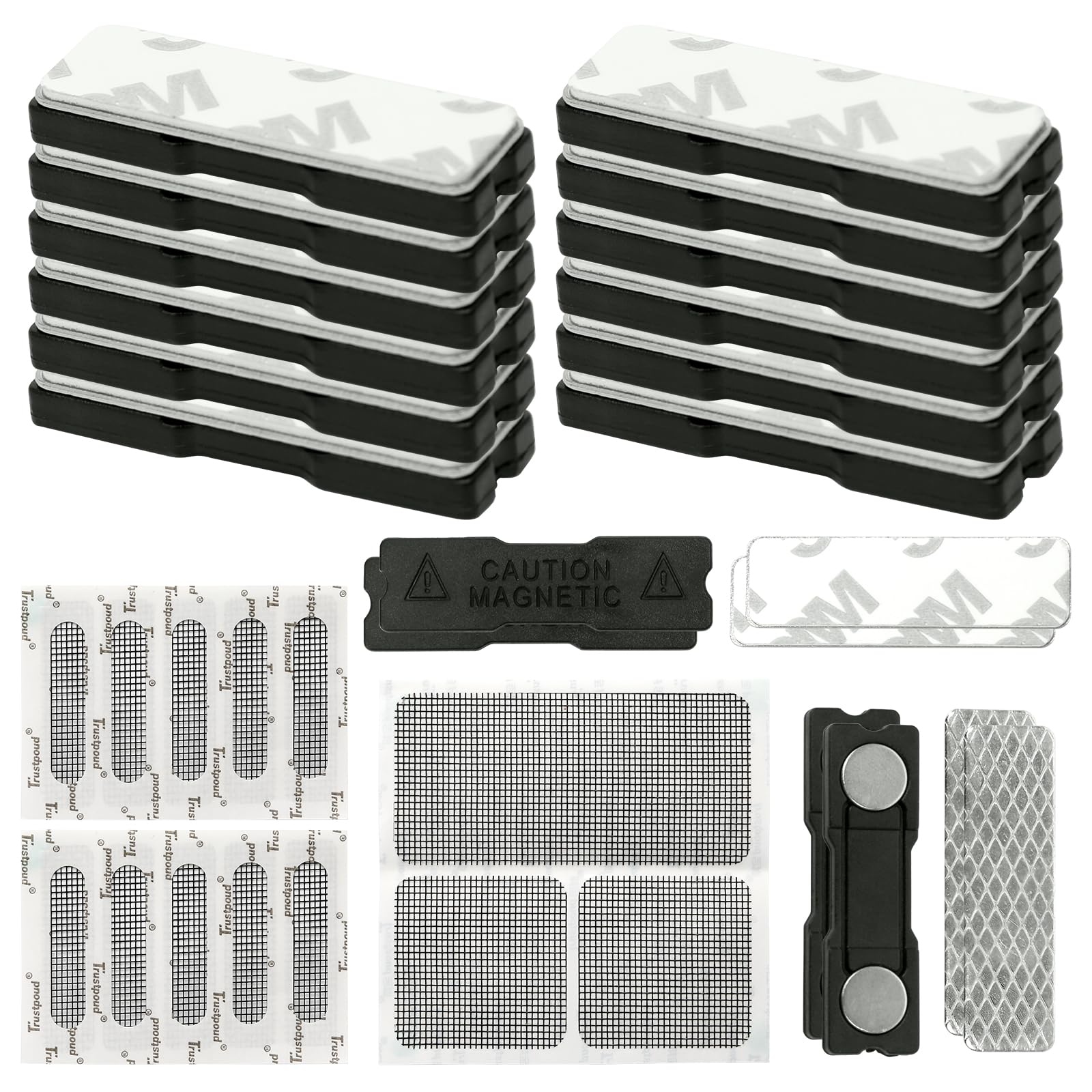 FL HUA Magnets for Window Fly Screen, 16 PCS Self-Adhesive Window Screen Clips with 3 Repair Tapes, Strong Magnets for DIY Insect Screens, No Drilling, for Kitchen, Living Room and Balcony