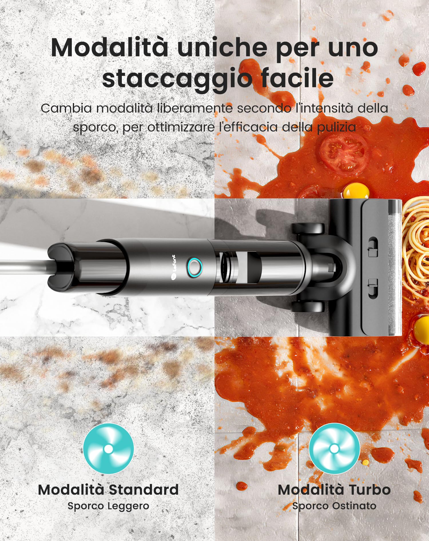 LEFANT LS200 Aspirapolvere Lavapavimenti Senza Fili, 20.000 Pa, Pulizia 3-in-1 Spazza Aspira Lava, Autopulente, Bordo Sottile 5 mm, 30 Min Autonomia, Scopa Lavapavimenti Maneggevole