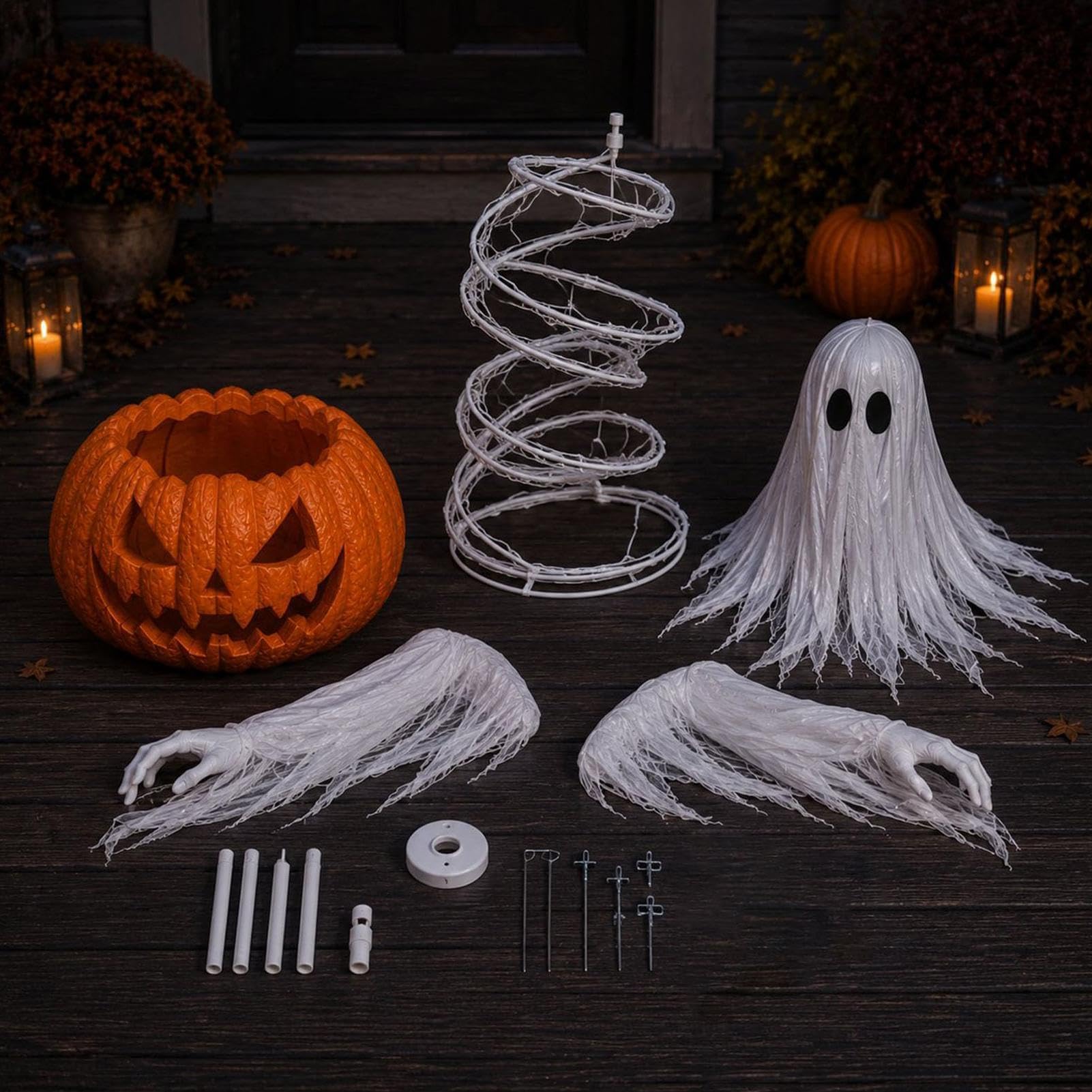 Decorazioni fantasma di Halloween vorticoso portico puntello con luce