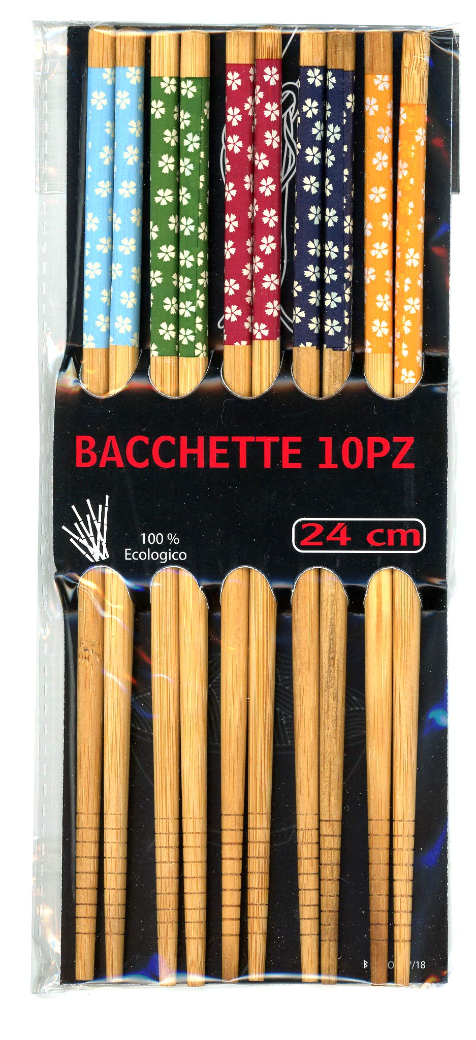 Varillas de colores sushi chino japonés de bambú, juego de 10 unidades, 5 colores