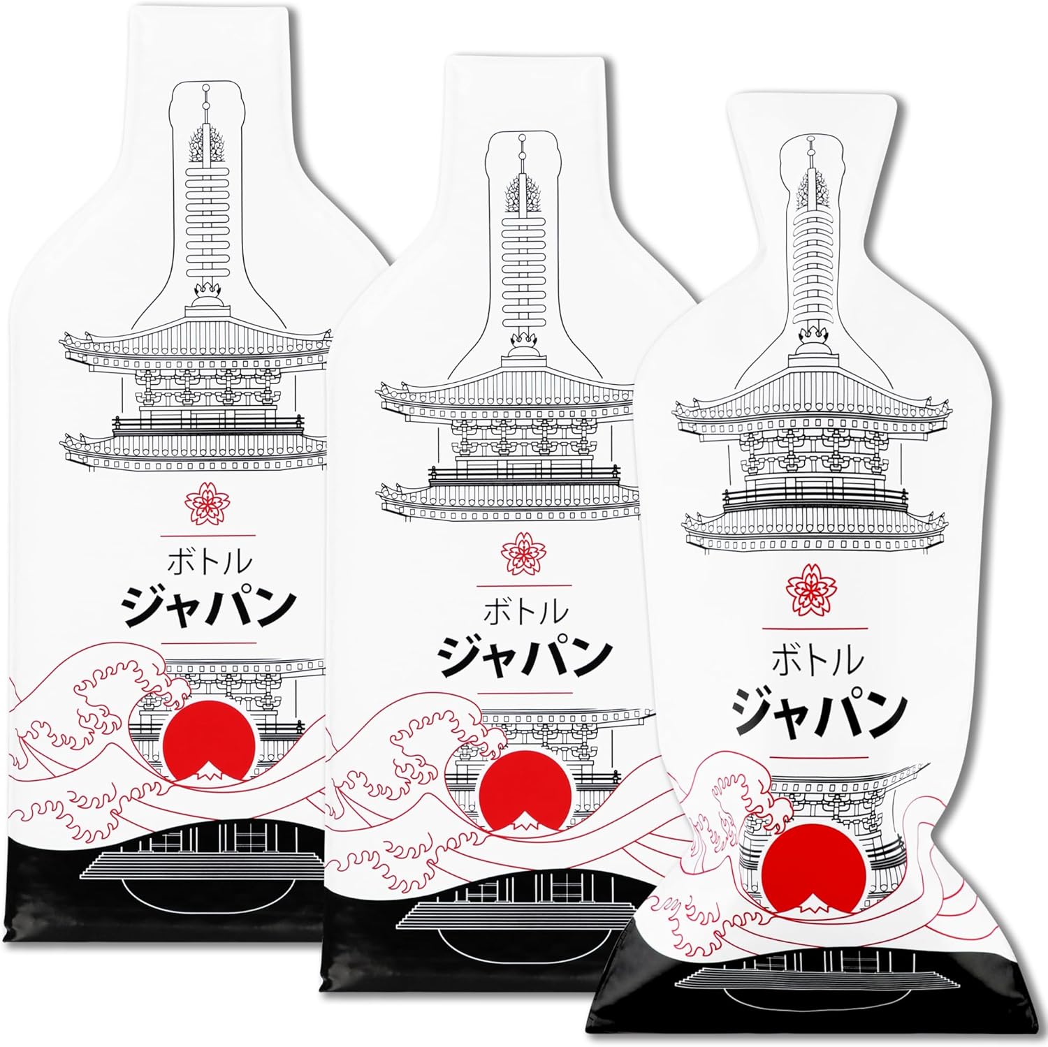 JIMMY THE FOX Reusable Wine Bags for Travel | 3-Pack | Durable Triple-Layer Bottle Protector Sleeve | Leak-Proof & Impact-Resistant | Airplane & Cruise Luggage | Wine Lover Gifts - Bottle Japan