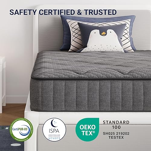 Miniatura 7 de Colchón Individual Avenco, Colchón Tamaño Individual de 6 Pulgadas en una Caja para Niños, Colchones Híbridos de Firmeza Media con Resorte Bonnell y