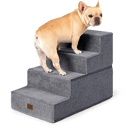 EHEYCIGA Dog Stairs for High Bed 22.5" H, 5-Step Dog Steps for Bed, Pet Steps for Small Dogs and Cats, Non-Slip Balanced Pet Ramp Indoor, Grey