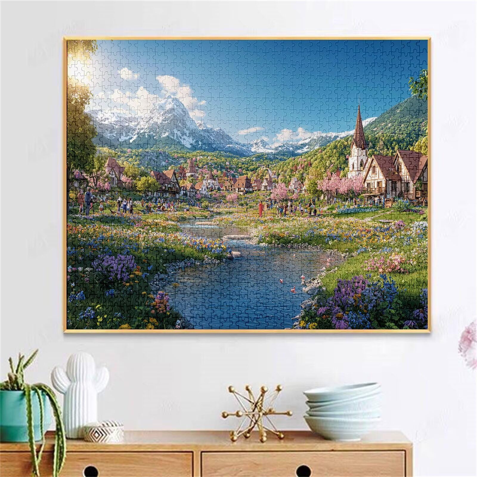 Puzzle 4000 Teile Wiese Puzzle Erwachsene, Holzpuzzle Klassische Puzzles Kabine Jigsaw Puzzles für Erwachsene Kinder, Clevere Rätsel Wooden Jigsaw, Geschicklichkeitsspiel für die Ganze Familie g-36