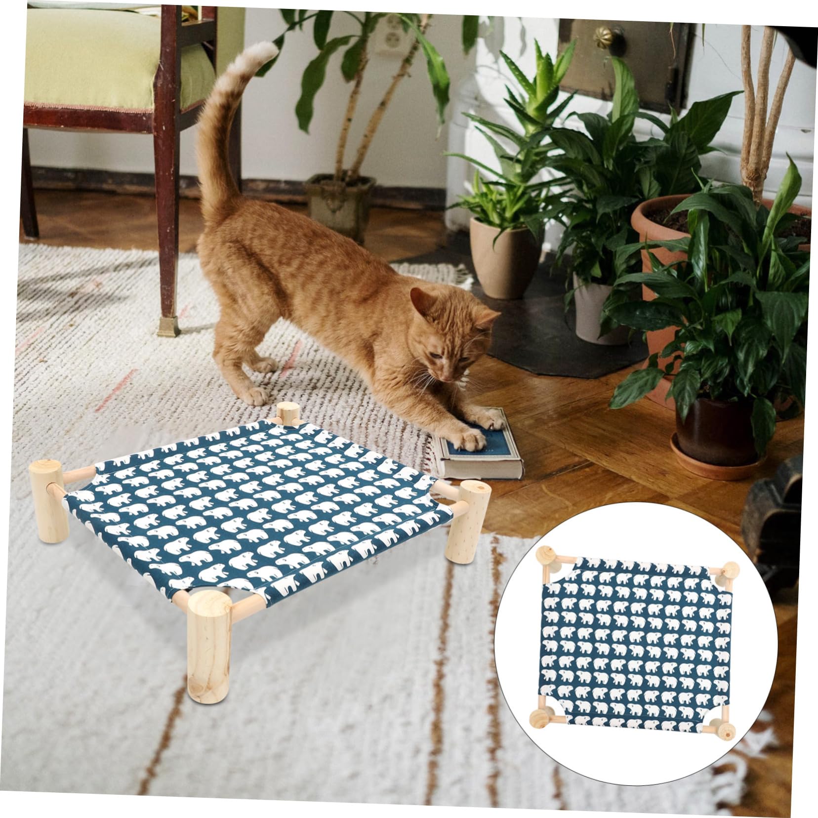 Chat Surélevé Hammock Amovible Rafraîchissant pour Petits pour Intérieur Extérieur
